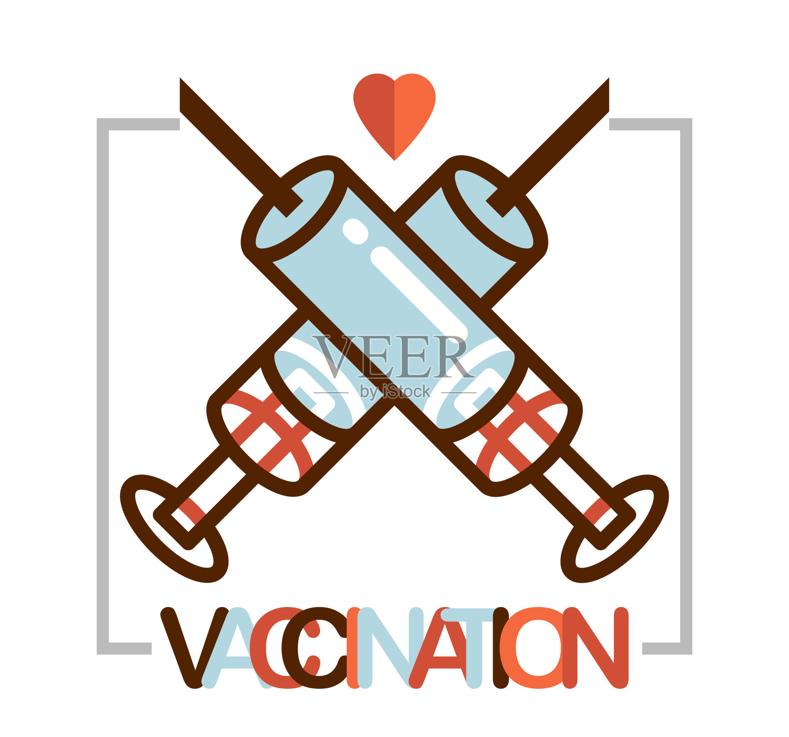 疫苗接种主题载体插图，注射器隔离在白色，流行病或大流行性冠状病毒covid - 19或流感或SARS或任何其他疫苗，药理学概念。插画图片素材