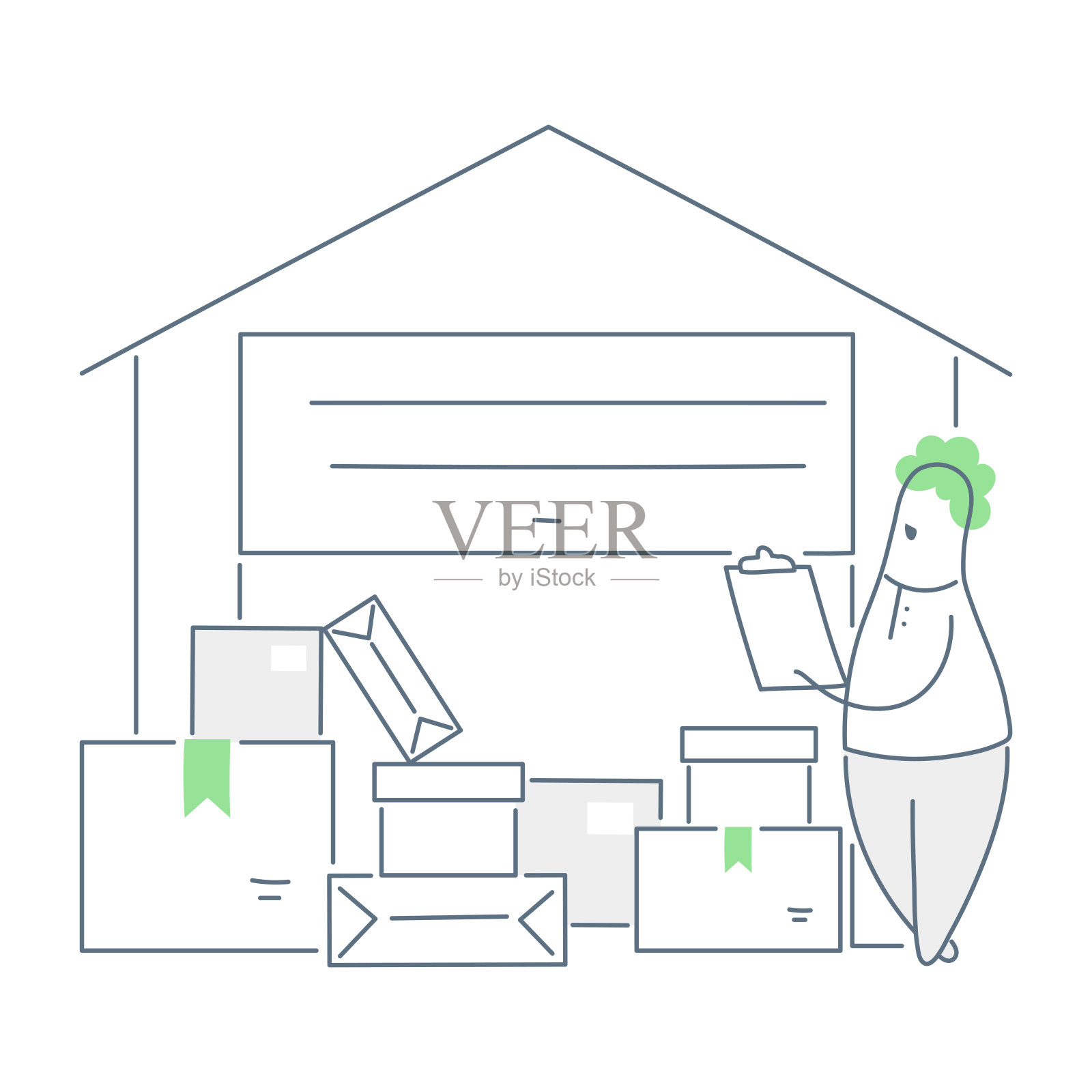 仓库仓库管理员负责准备货物交付插画图片素材