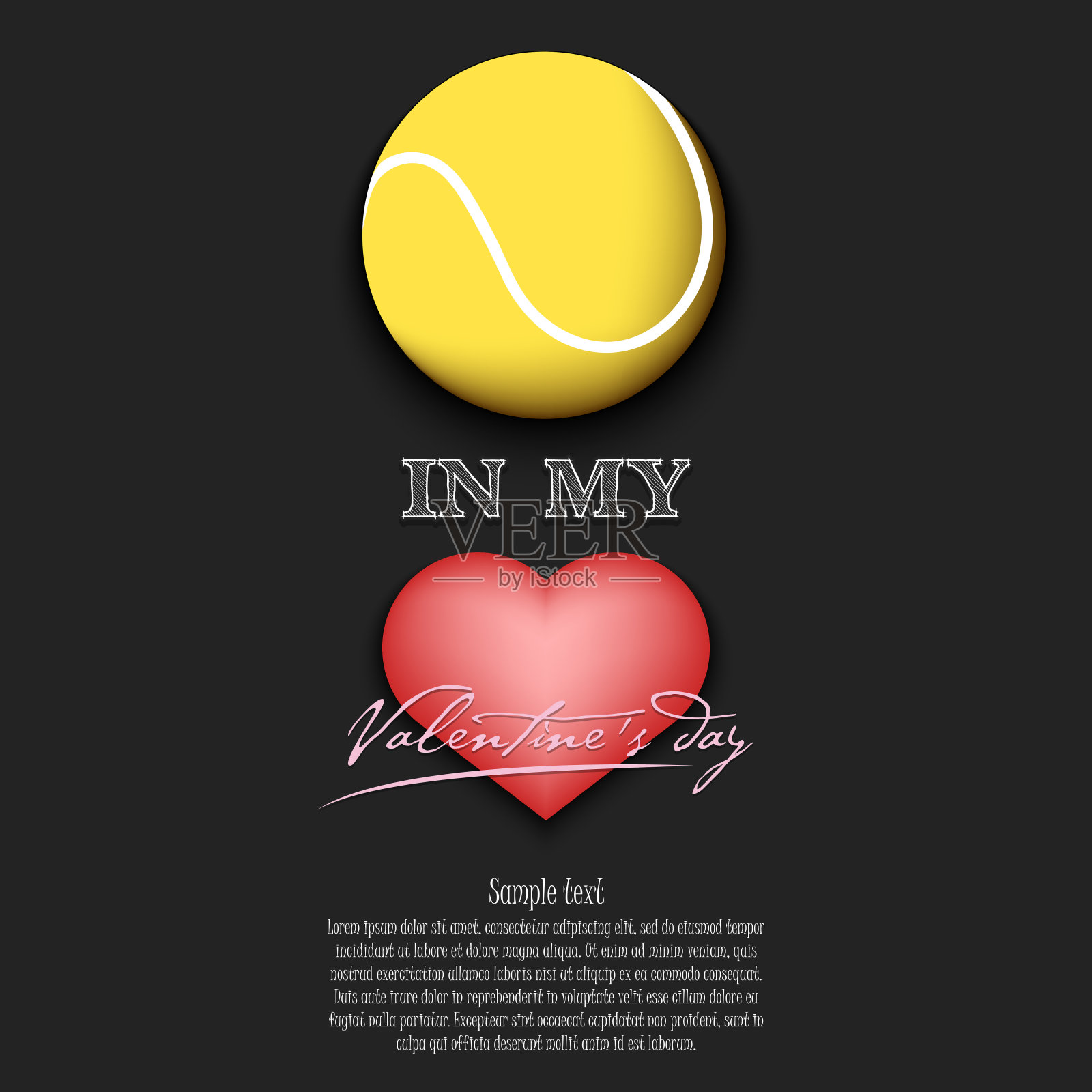 网球在我心中。情人节快乐插画图片素材