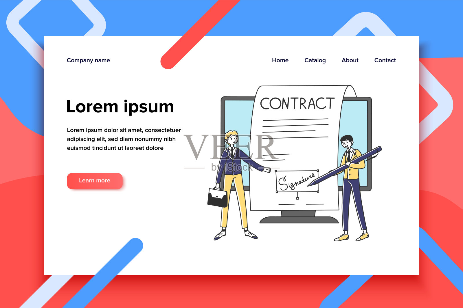 商务人员使用电子签名在线签署合同插画图片素材