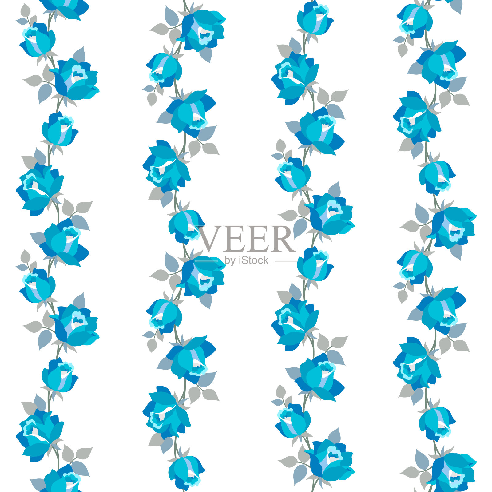 美丽的玫瑰垂直条纹无缝花纹，插画图片素材