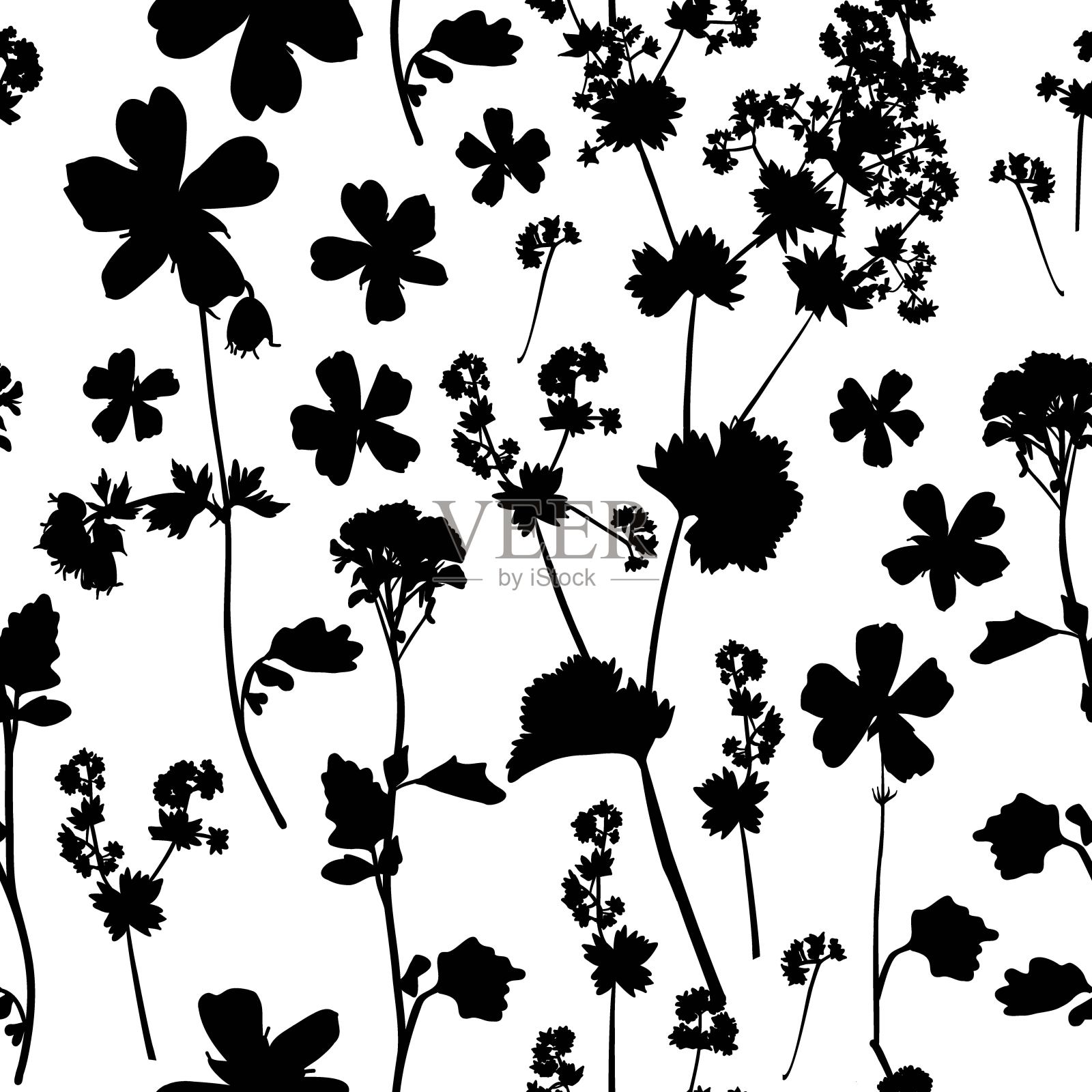 花无缝背景图案。插画图片素材