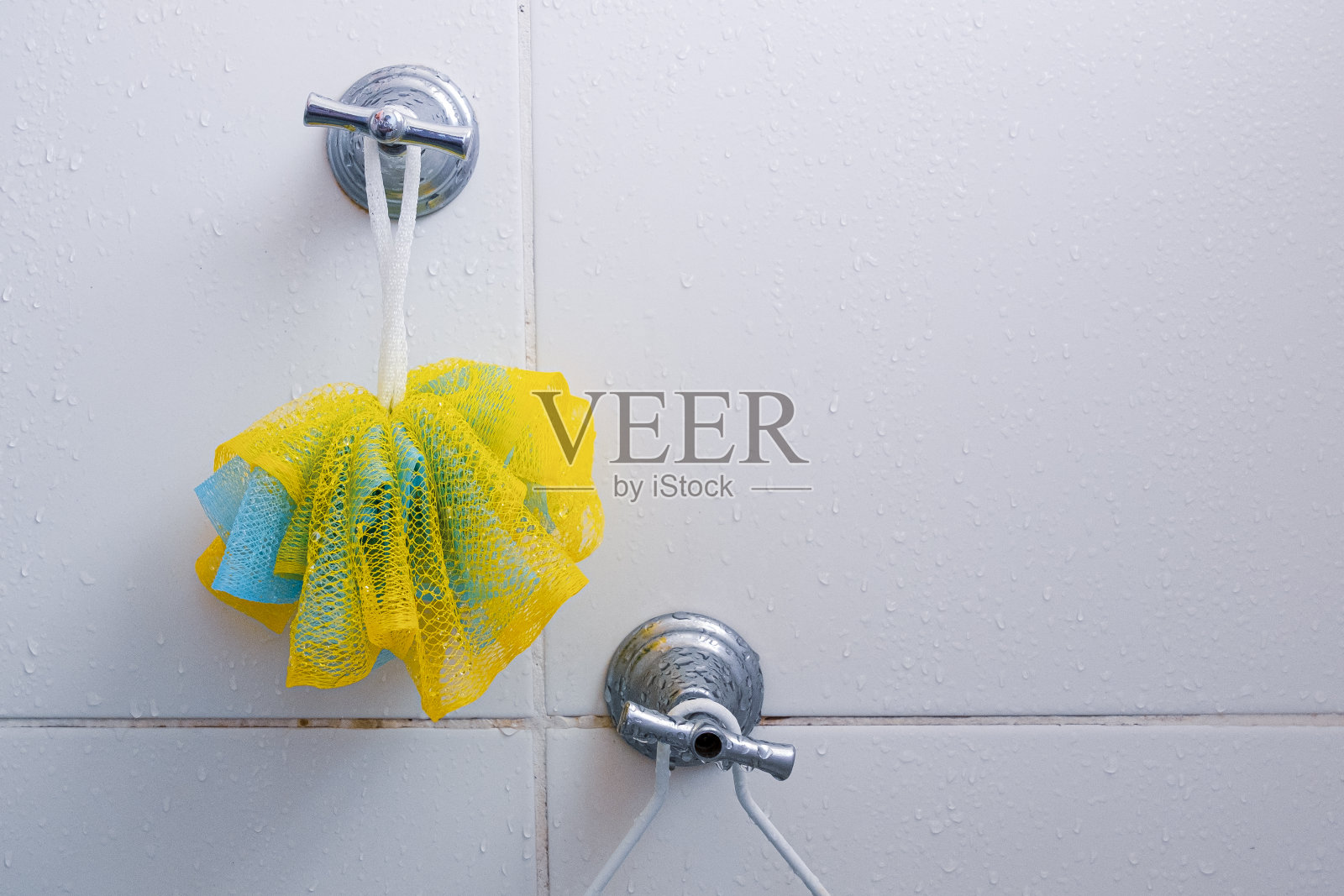 丰富多彩的沐浴海绵。卫生的概念照片摄影图片