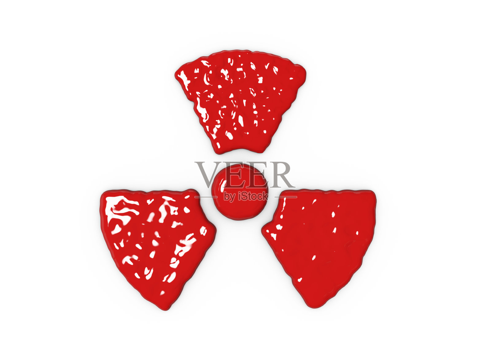 血滴在白色背景上的放射性标志照片摄影图片