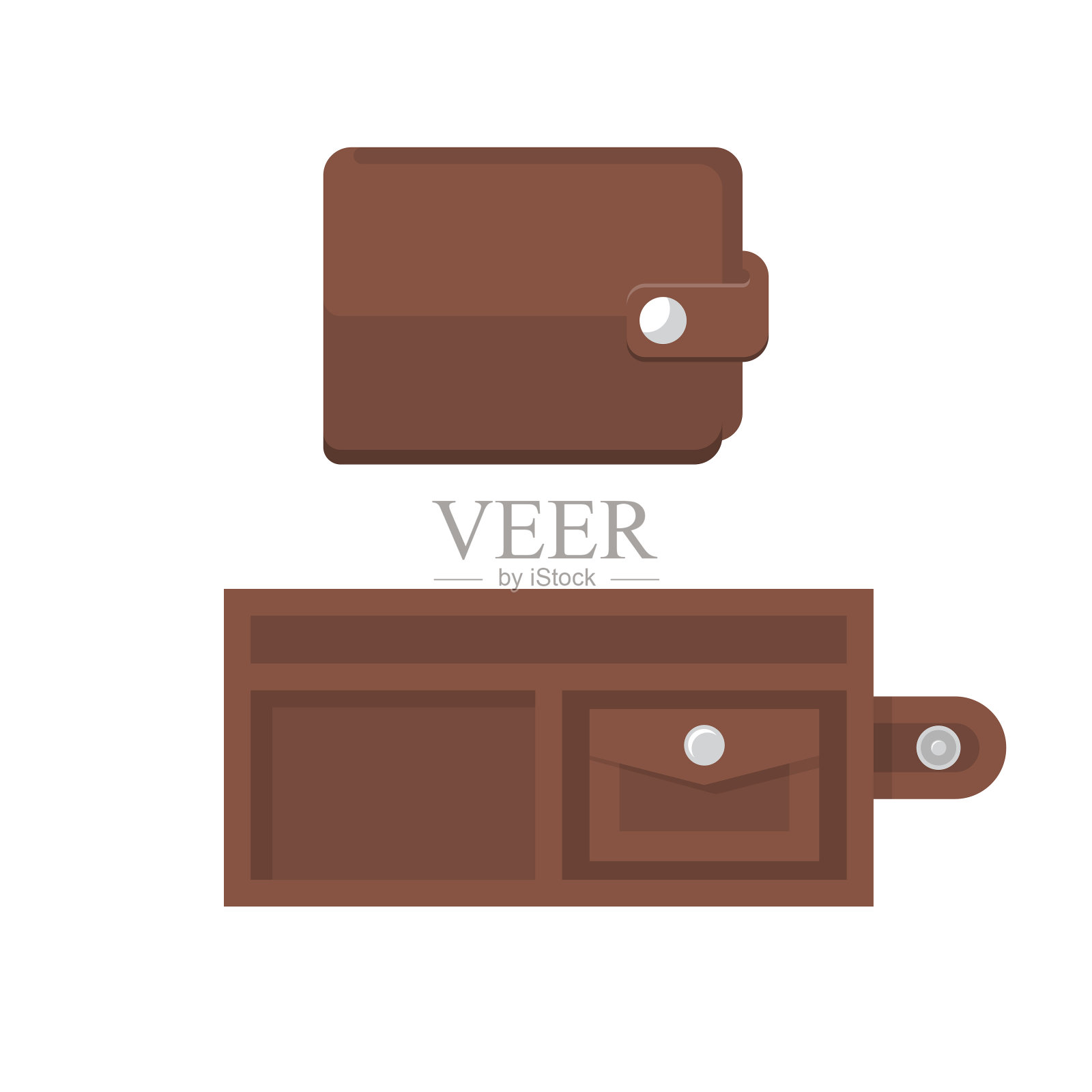 打开和关闭钱包。矢量插图平面设计。插画图片素材