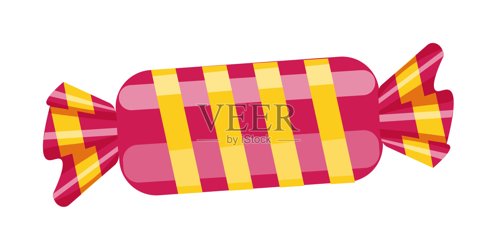 圣诞糖果在条纹包装孤立在白色插画图片素材