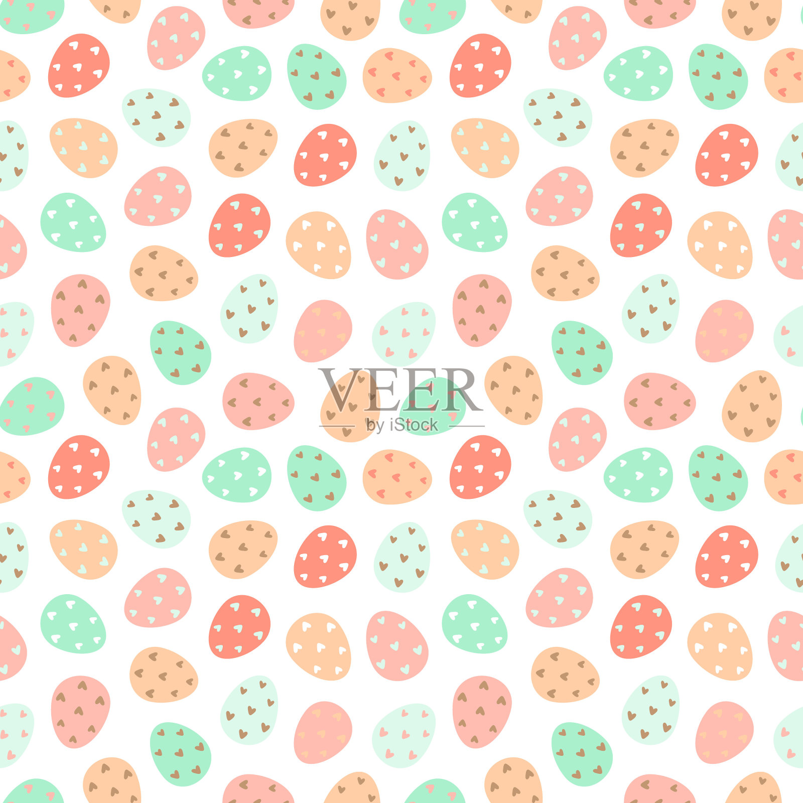 复活节彩蛋无缝图案。在白色背景上装饰的复活节彩蛋。设计纺织品，包装，包装，贺卡，纸张，印刷。矢量图插画图片素材