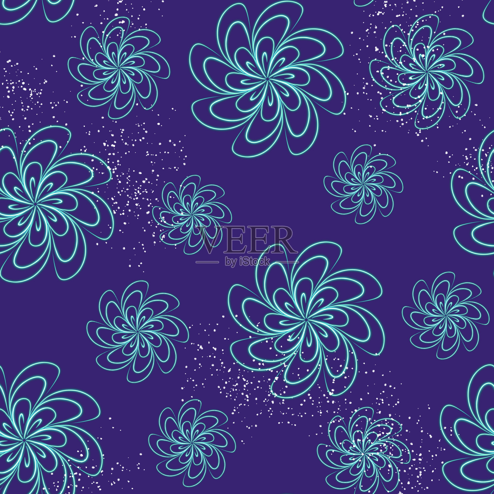 无缝图案与抽象花卉抽象插图。插画图片素材