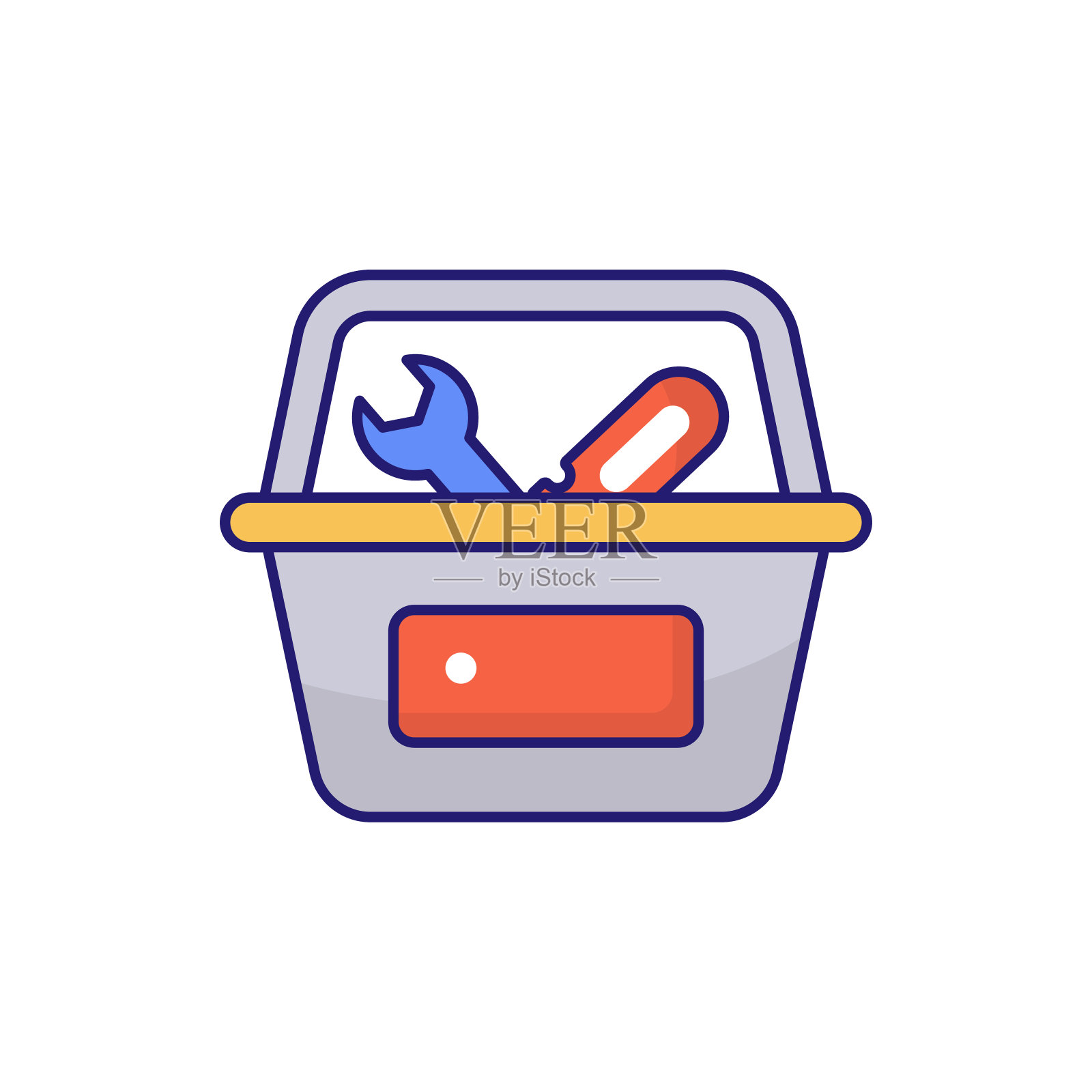 工具箱矢量填充轮廓图标样式的说明。EPS 10个文件图标素材