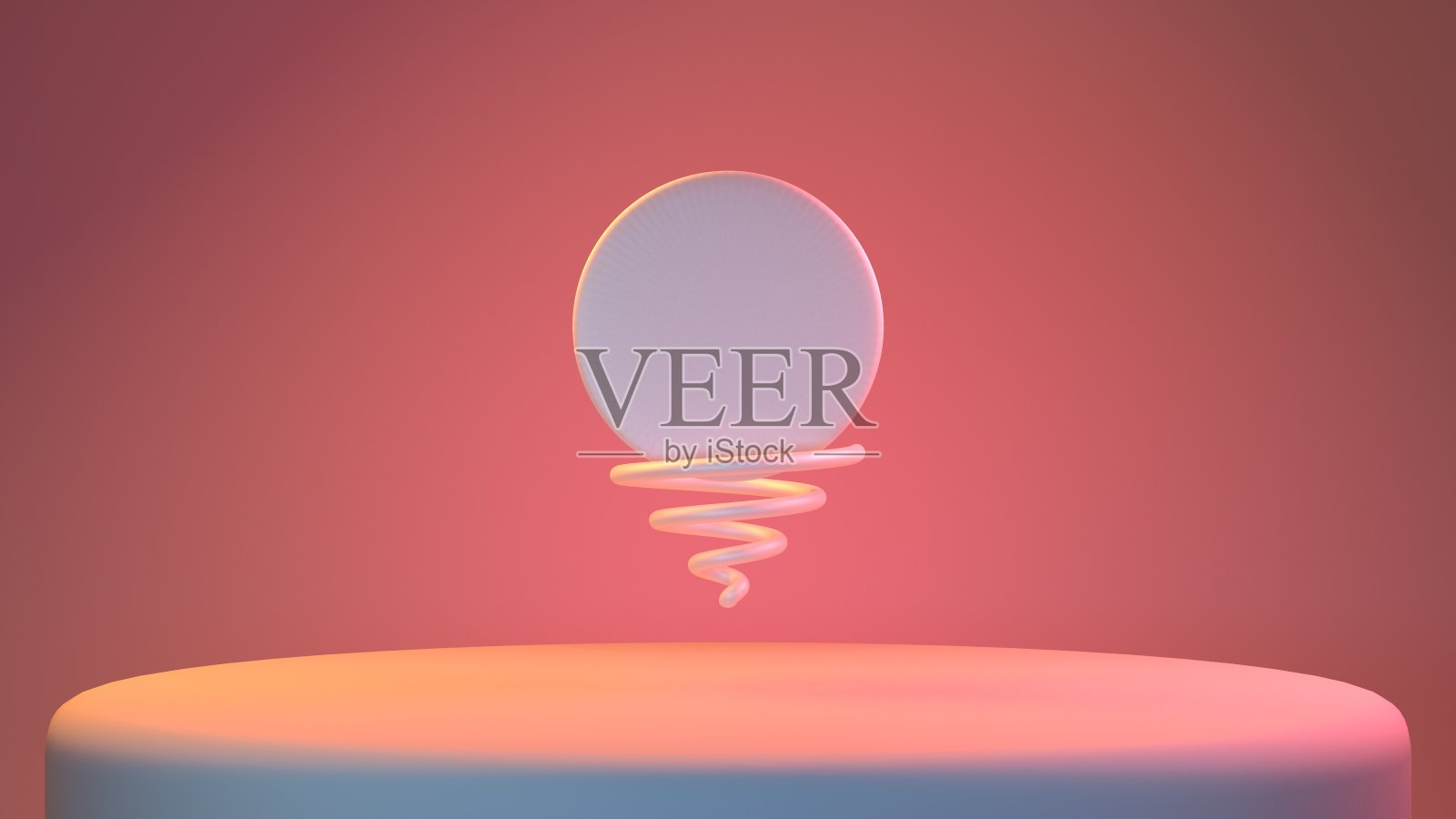 3d渲染，3d渲染。平台和背景与圆和螺旋。论文的风格。照片摄影图片