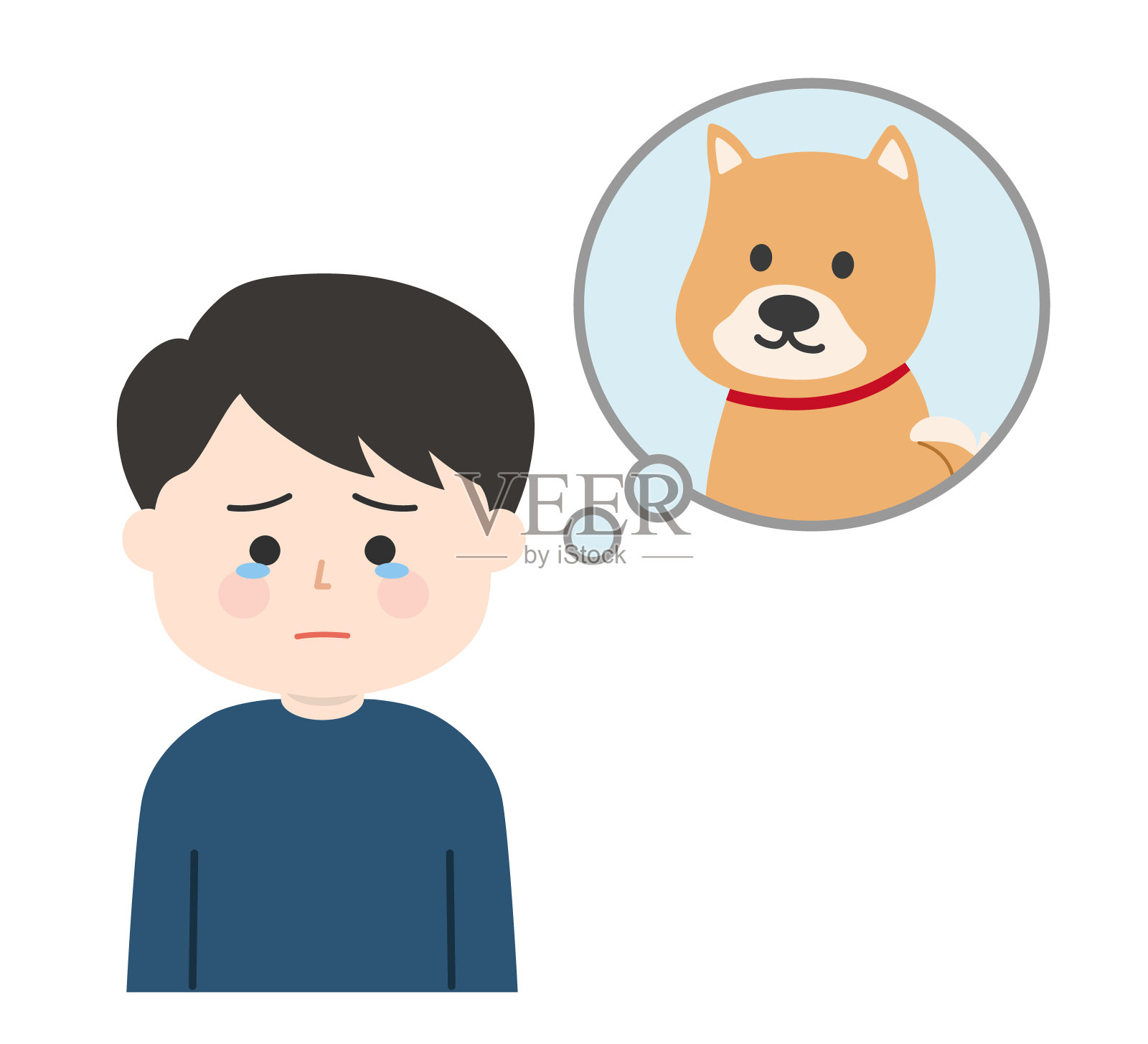 一个人正在处理他的宠物狗的死亡。插画图片素材