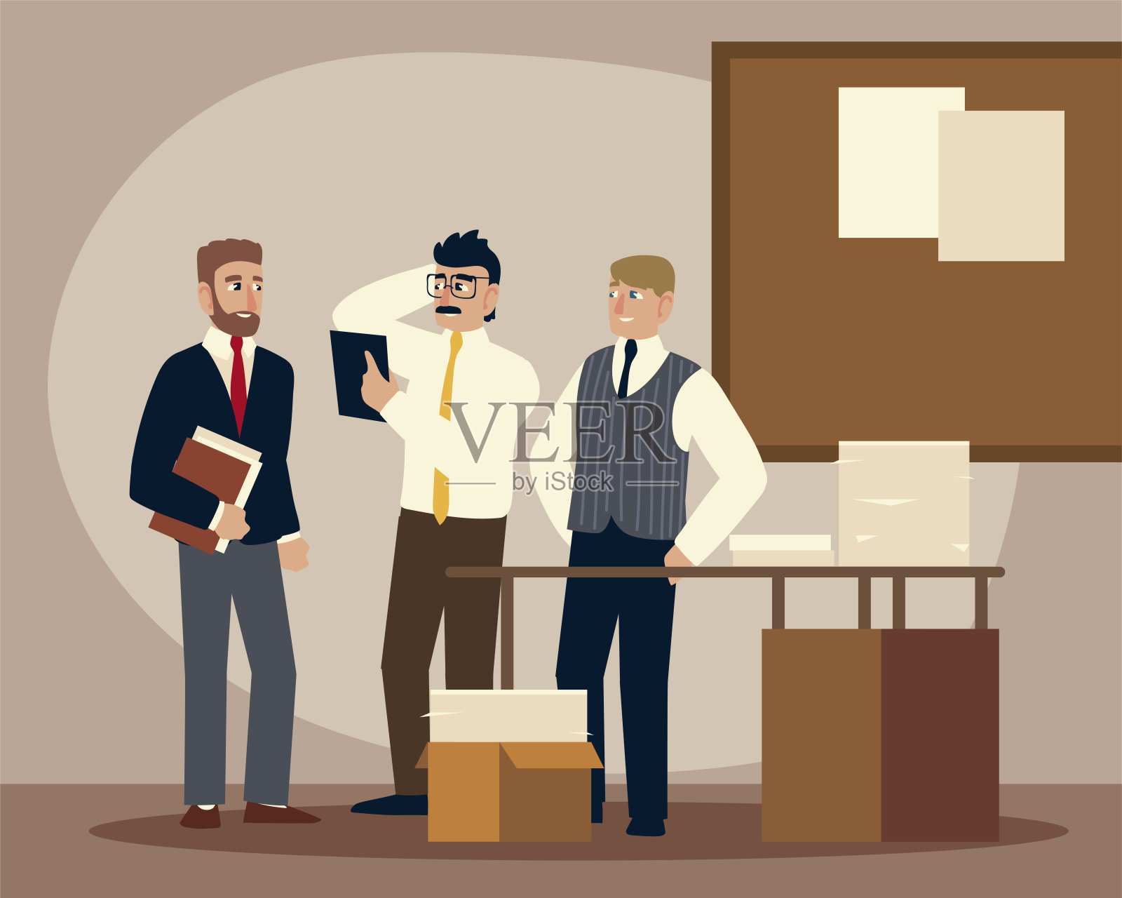 商务人员，商务人员在文书办公室工作插画图片素材