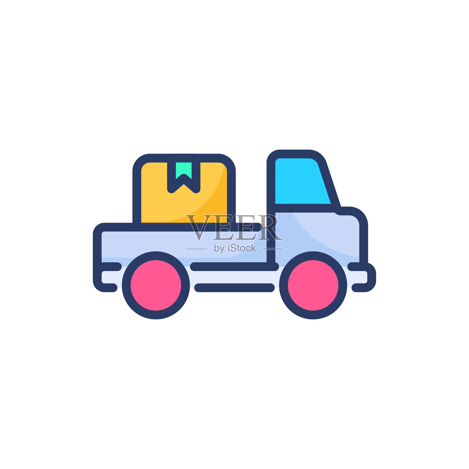 货运卡车图标在矢量。标识插画图片素材