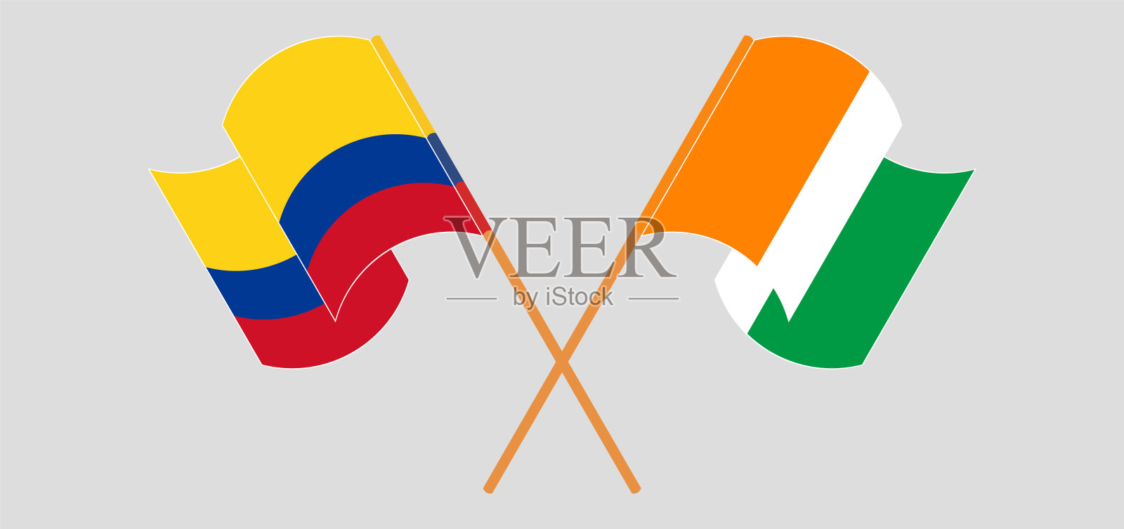 哥伦比亚和科特迪瓦共和国的旗帜插画图片素材