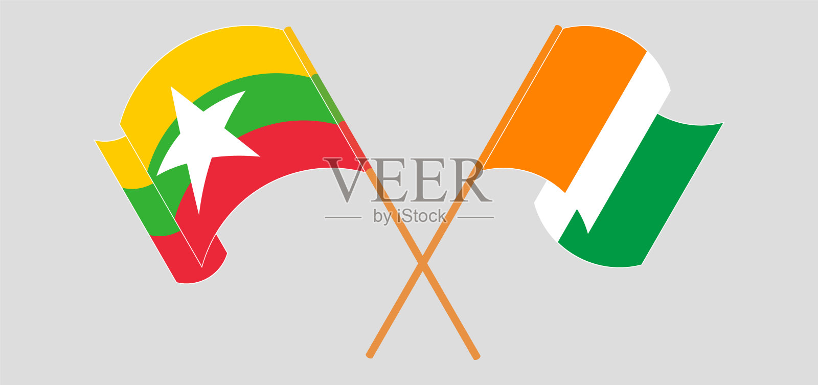 缅甸和象牙海岸的国旗插画图片素材