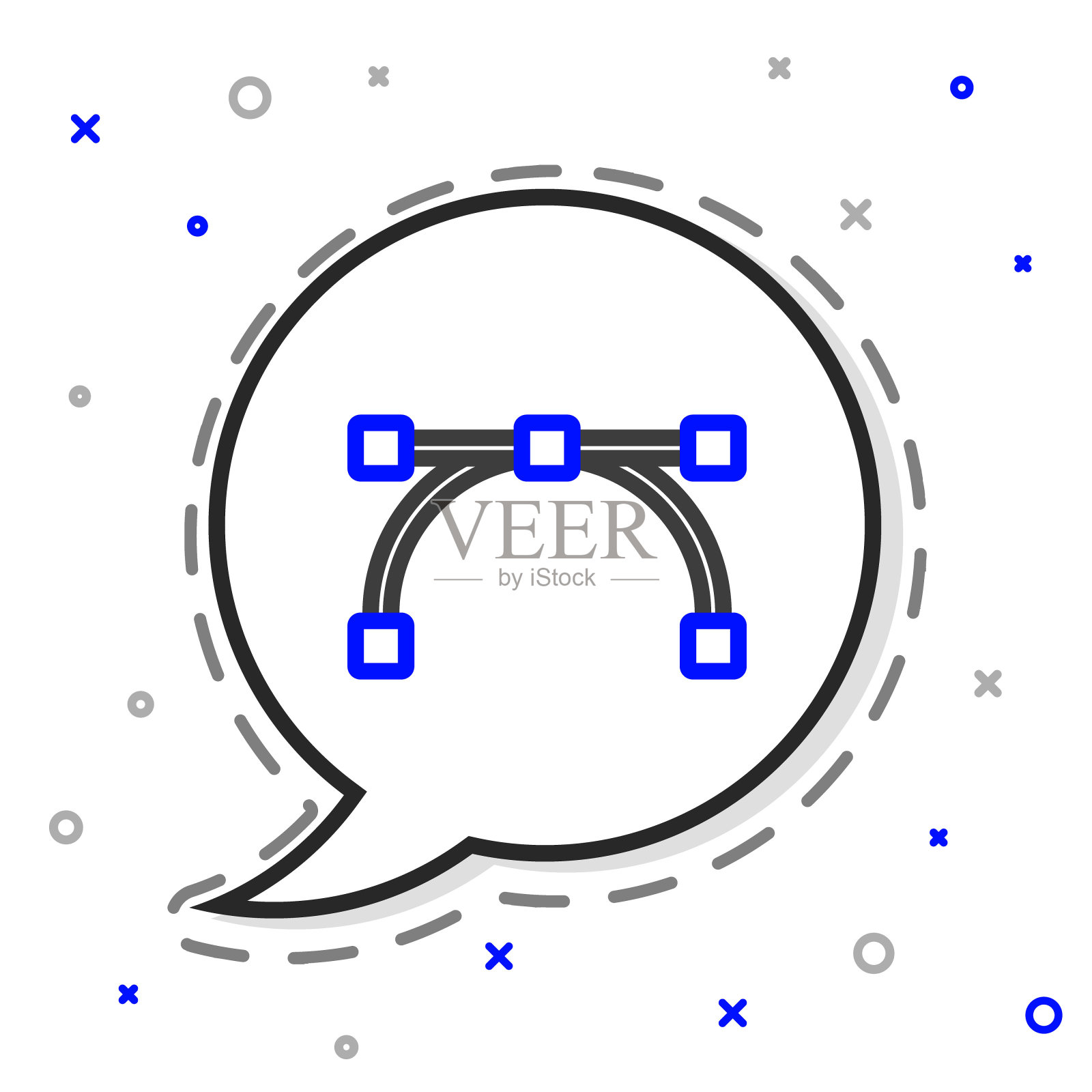 线贝塞尔曲线图标隔离在白色背景。钢笔工具图标。色彩斑斓的轮廓的概念。向量图标素材