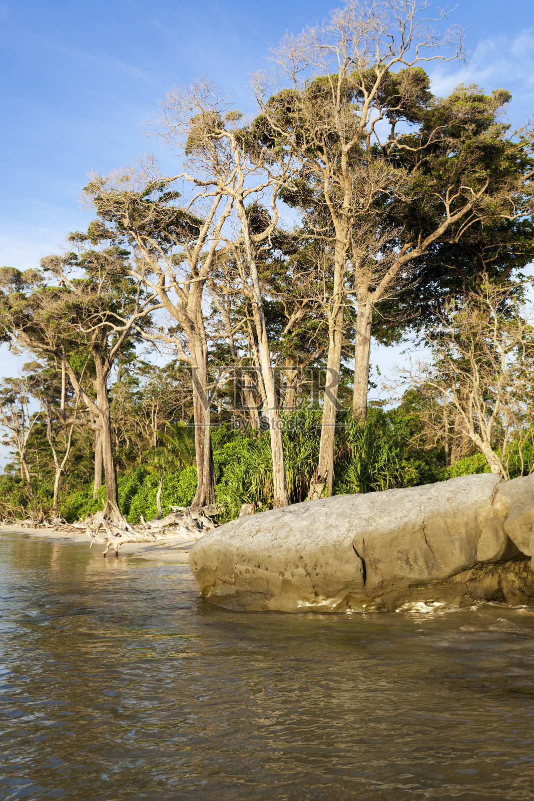 岩石和沙子，在安达曼群岛的野生海滩照片摄影图片