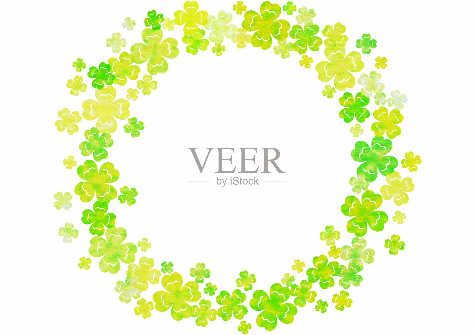 四叶三叶草圆形框架插画图片素材