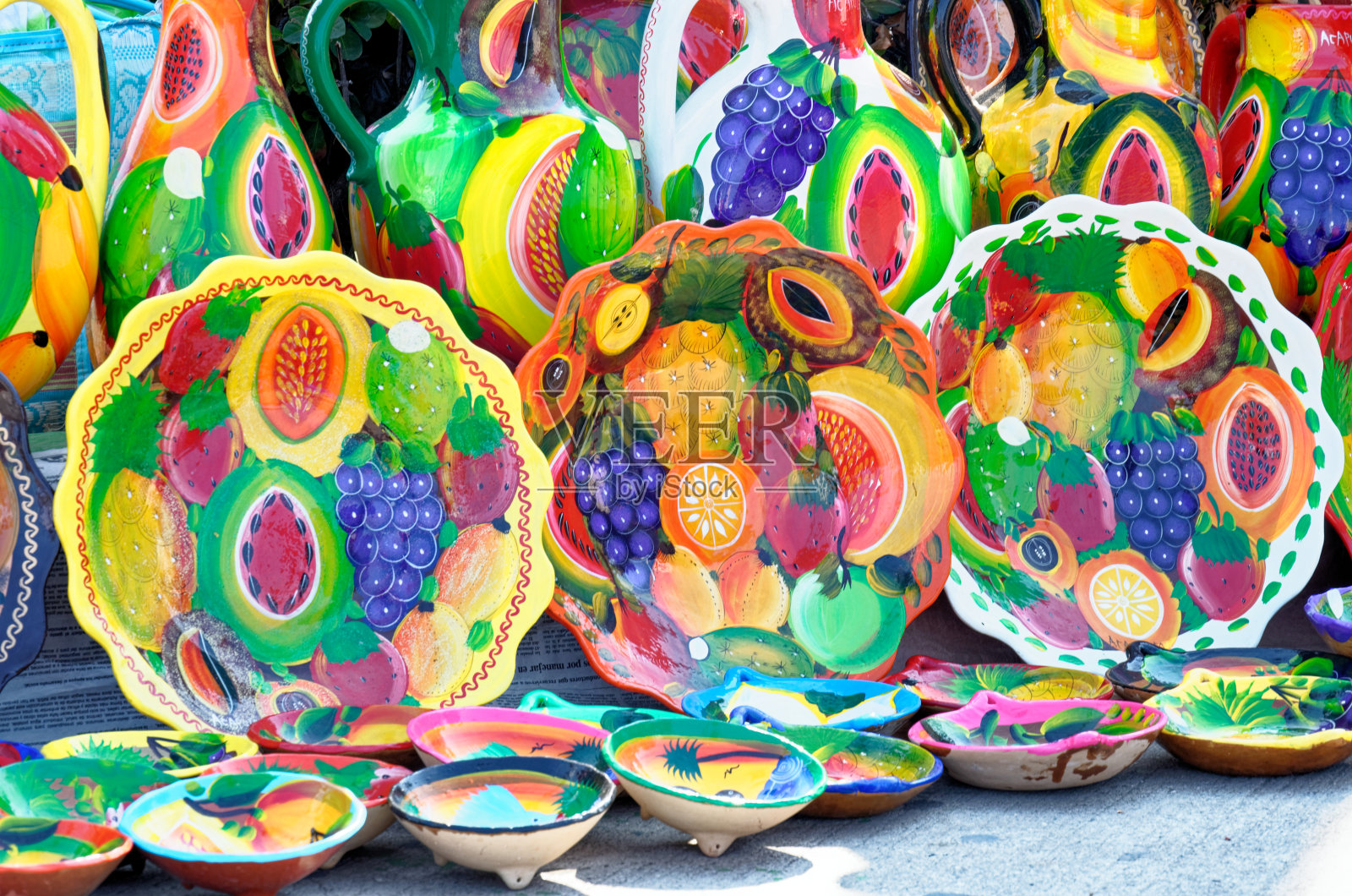 陶瓷陶器-手工-阿卡普尔科跳蚤市场照片摄影图片