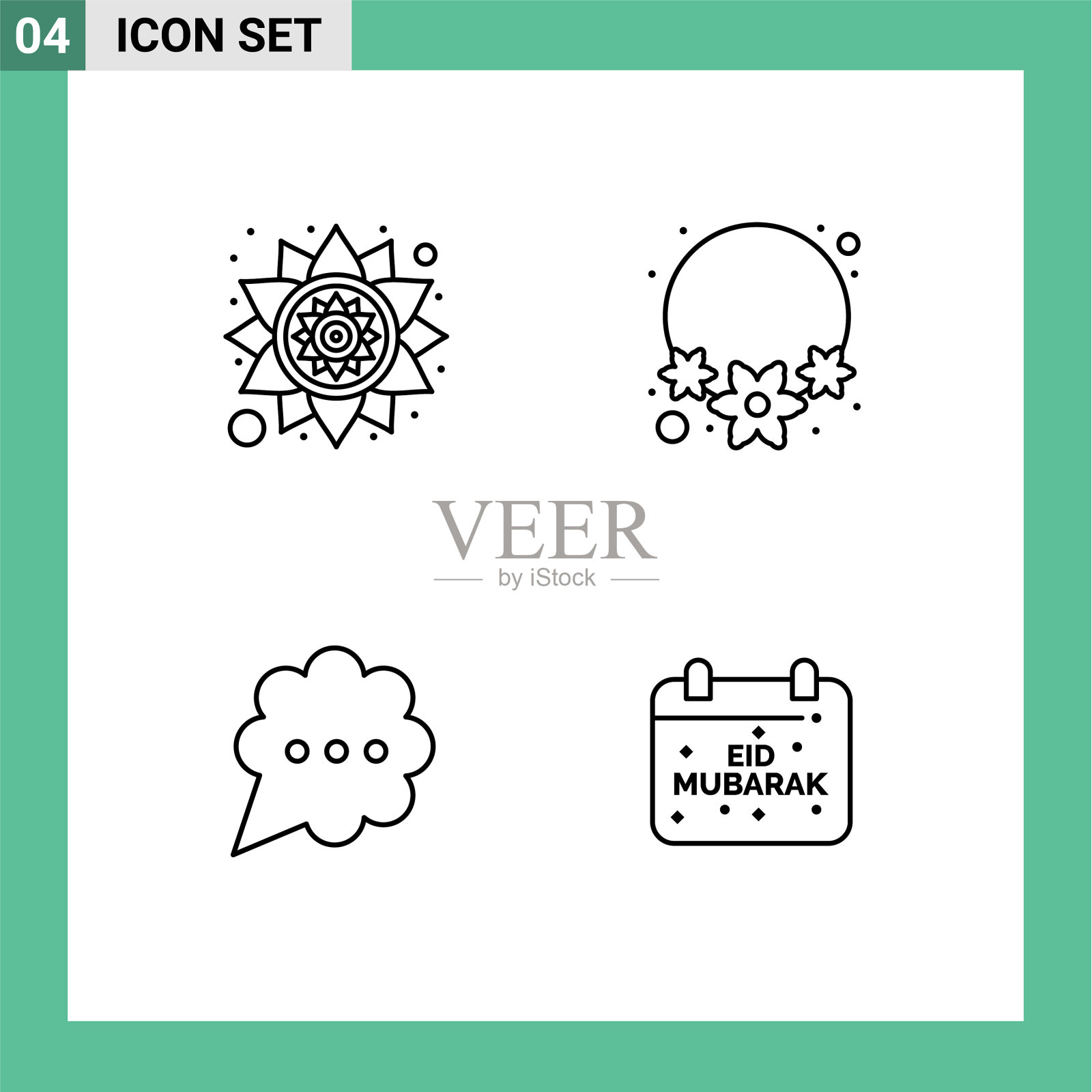 为印度设置4个现代UI图标符号图标素材