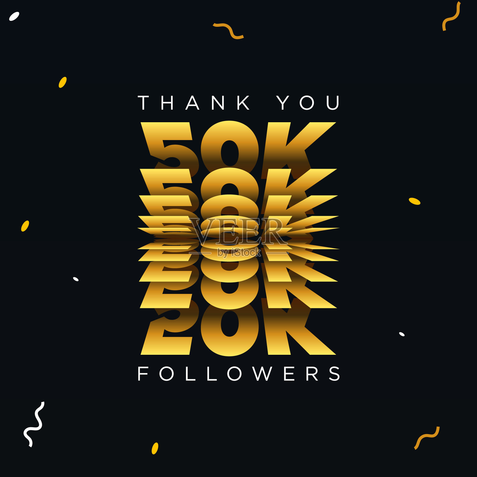 谢谢你的5万粉丝。黑色和金色矢量插图。插画图片素材
