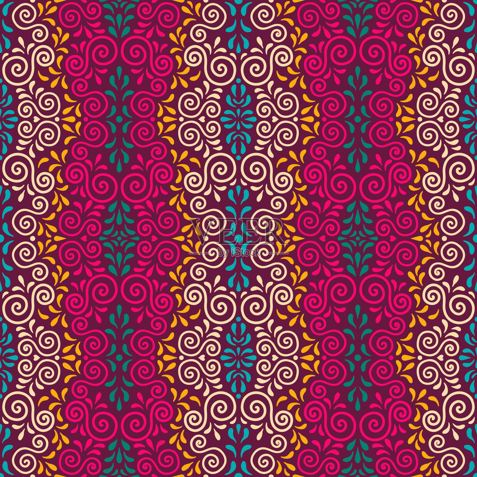 复古华丽的无缝图案插画图片素材