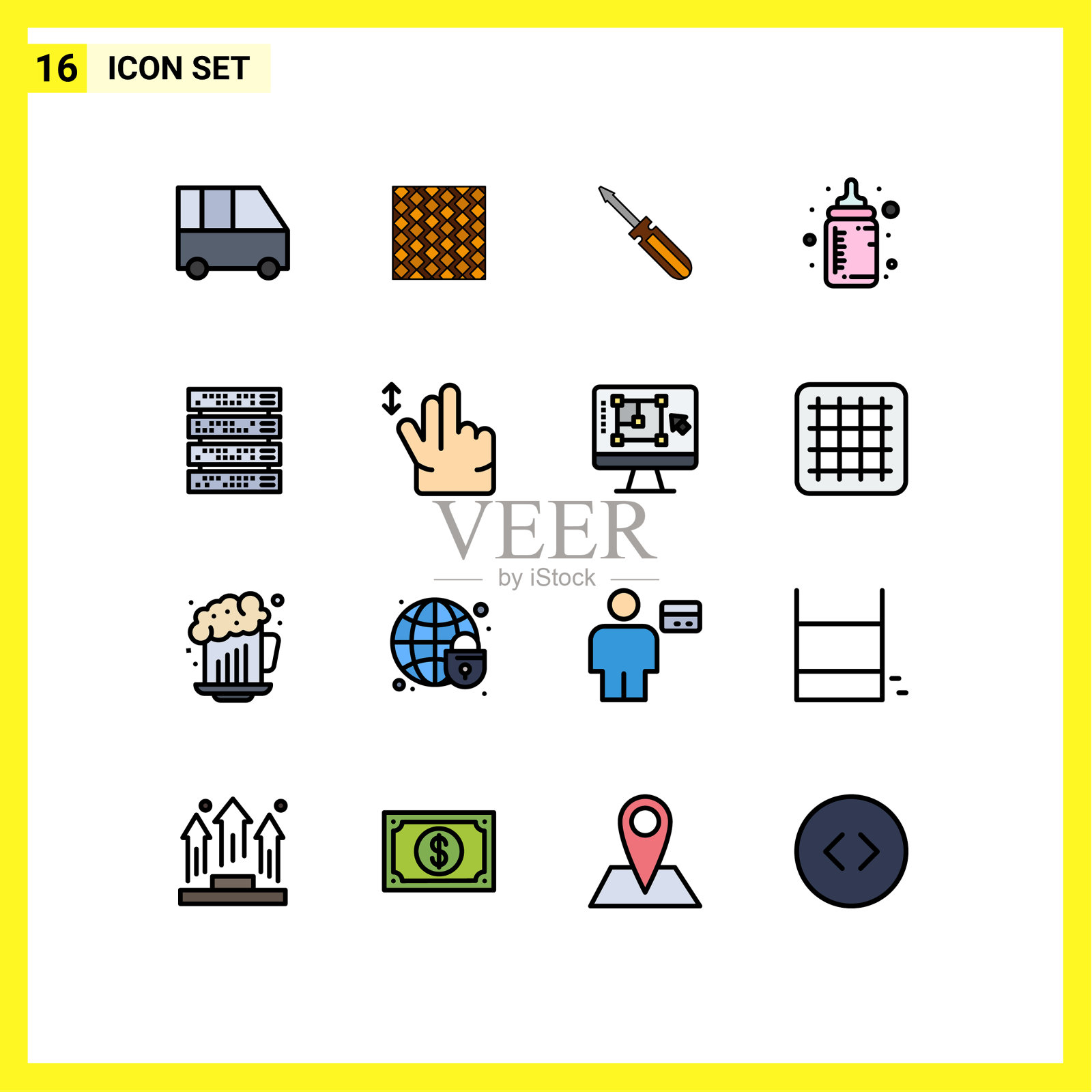 通用图标符号组16现代扁平图标素材