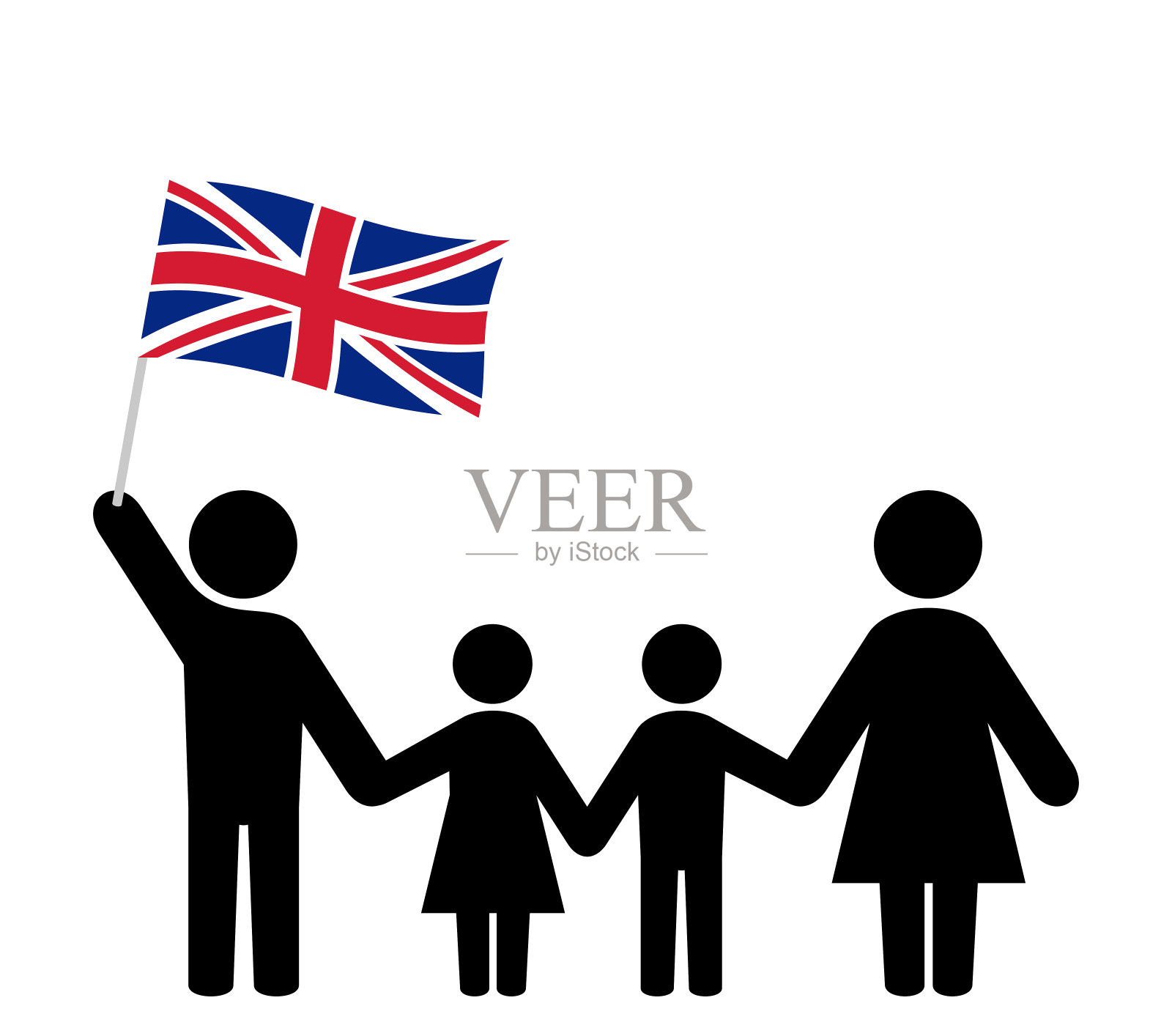 家庭标志与英国国旗插画图片素材