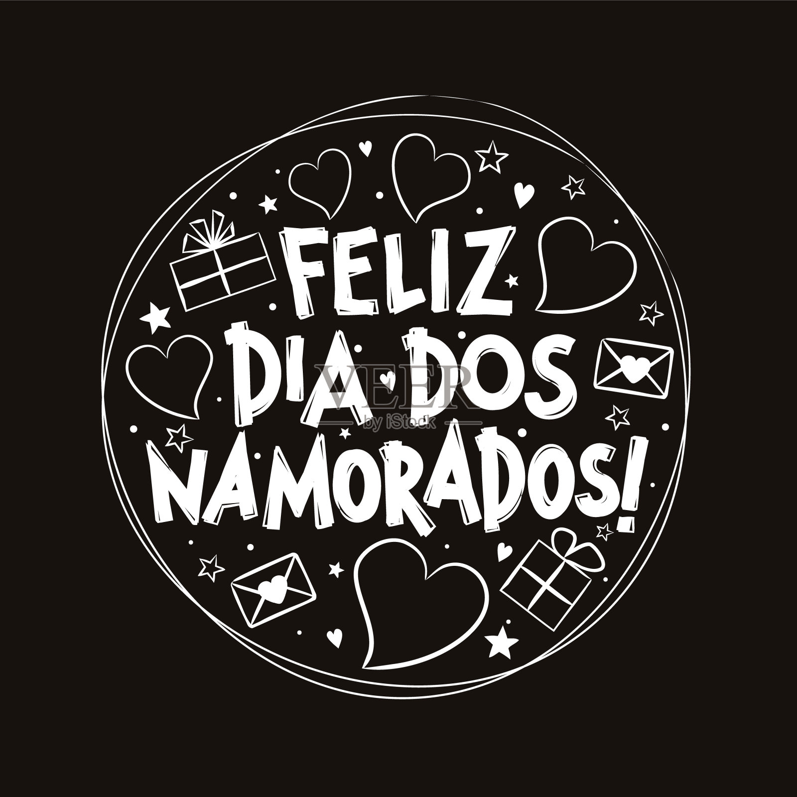 葡萄牙人情人节快乐的粉笔风格的标志。插画图片素材