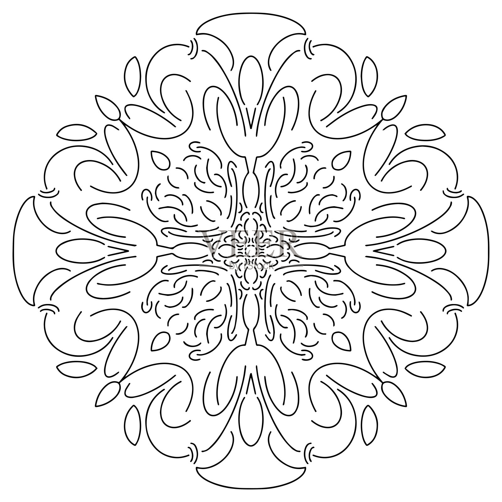 花卉图案。轮廓矢量图插画图片素材