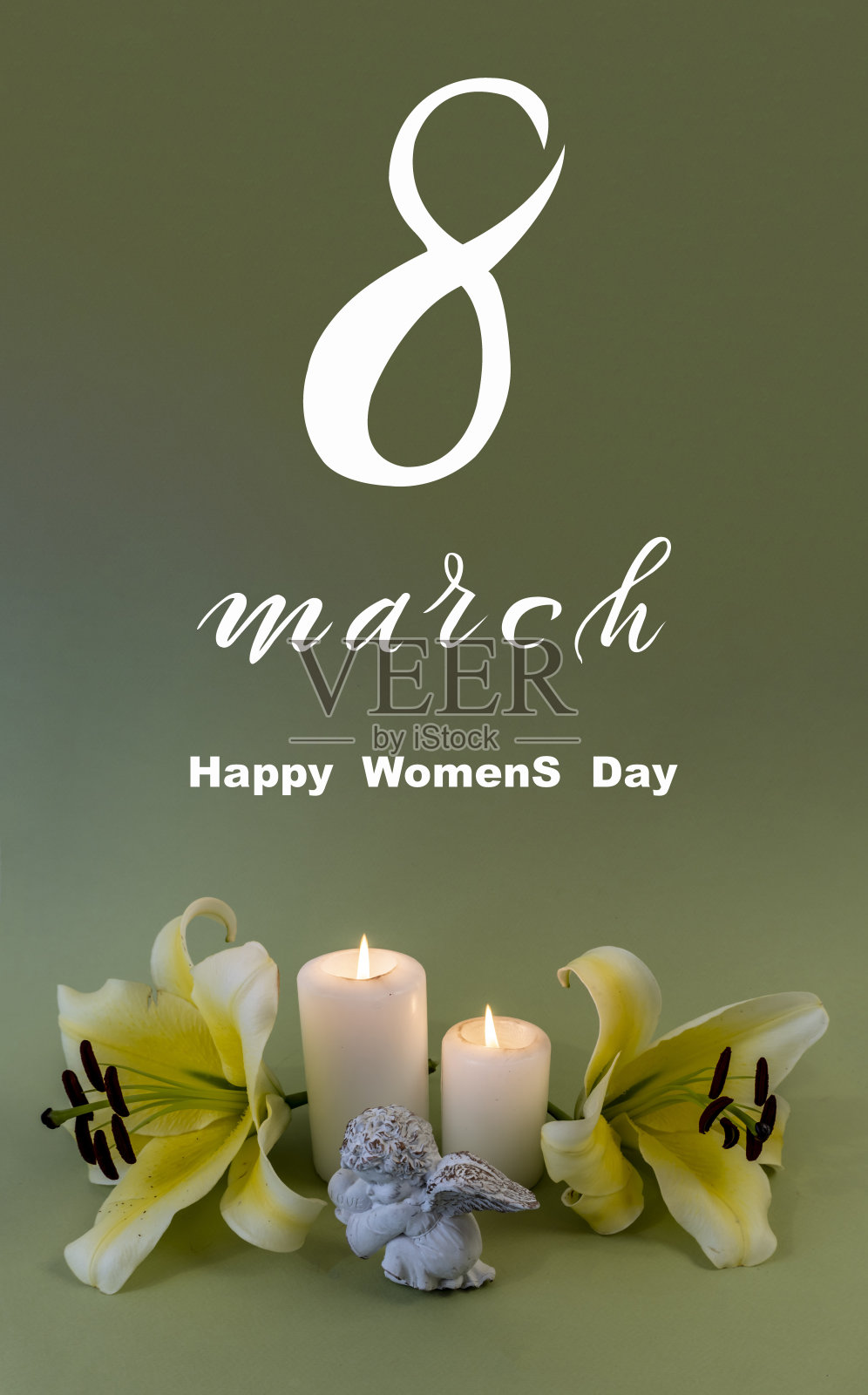 三八妇女节!3月8日的平铺，横幅，鲜花贺卡。照片摄影图片