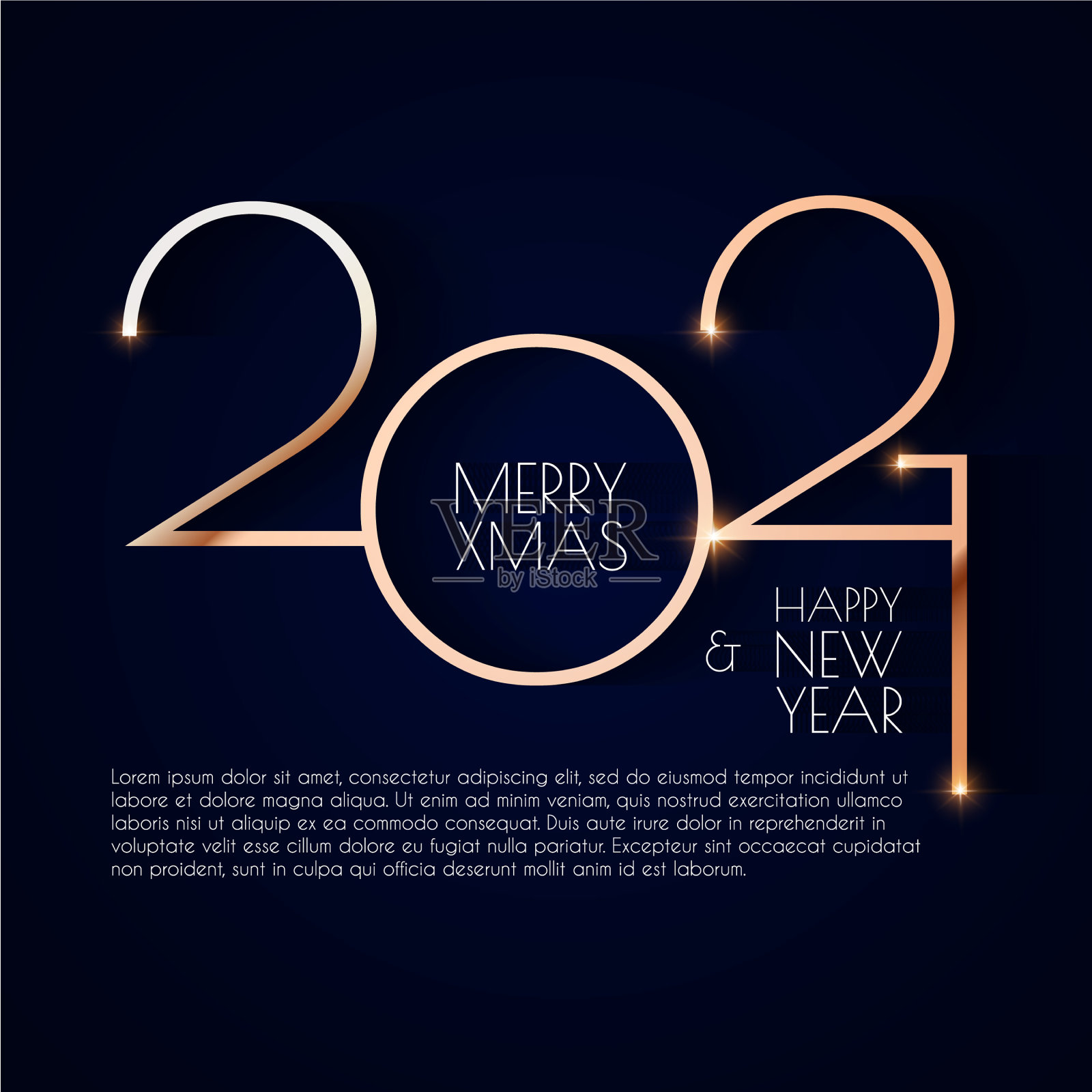 快乐新的2021年优雅的金色文字与光插画图片素材