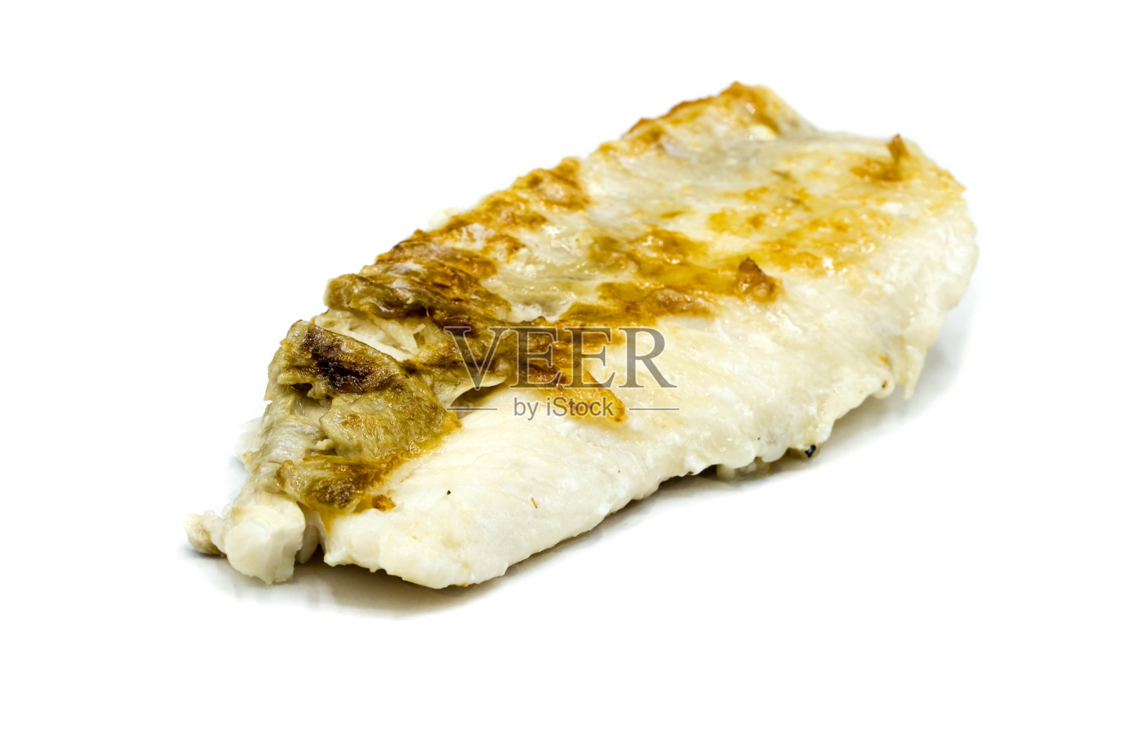 烤红鱼片孤立在白色的背景照片摄影图片