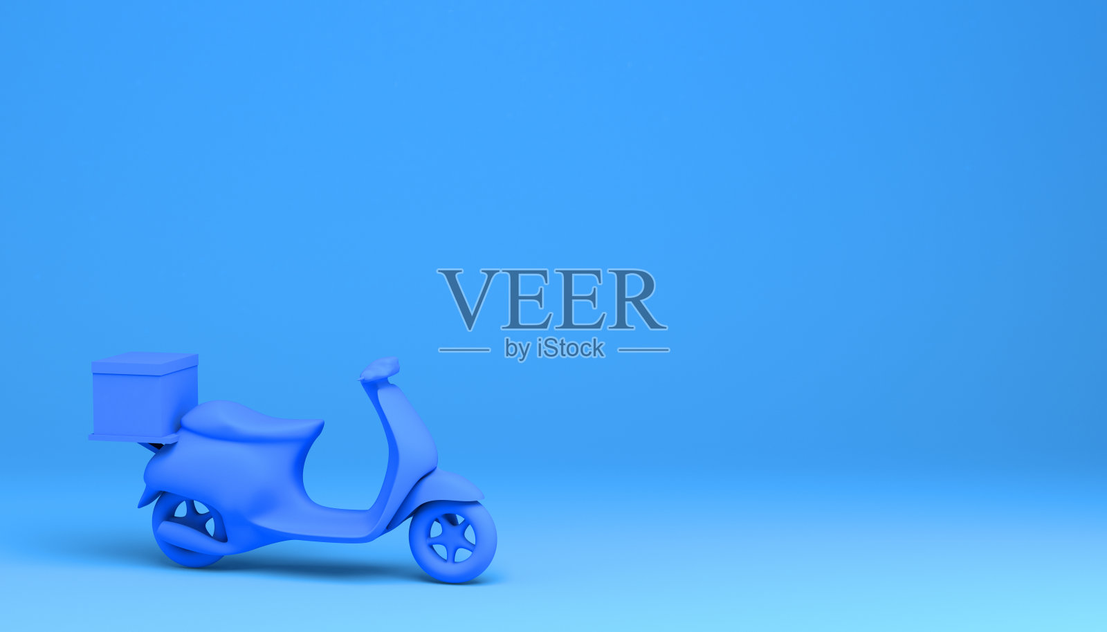 交付摩托车在蓝色背景。3 d演示。照片摄影图片