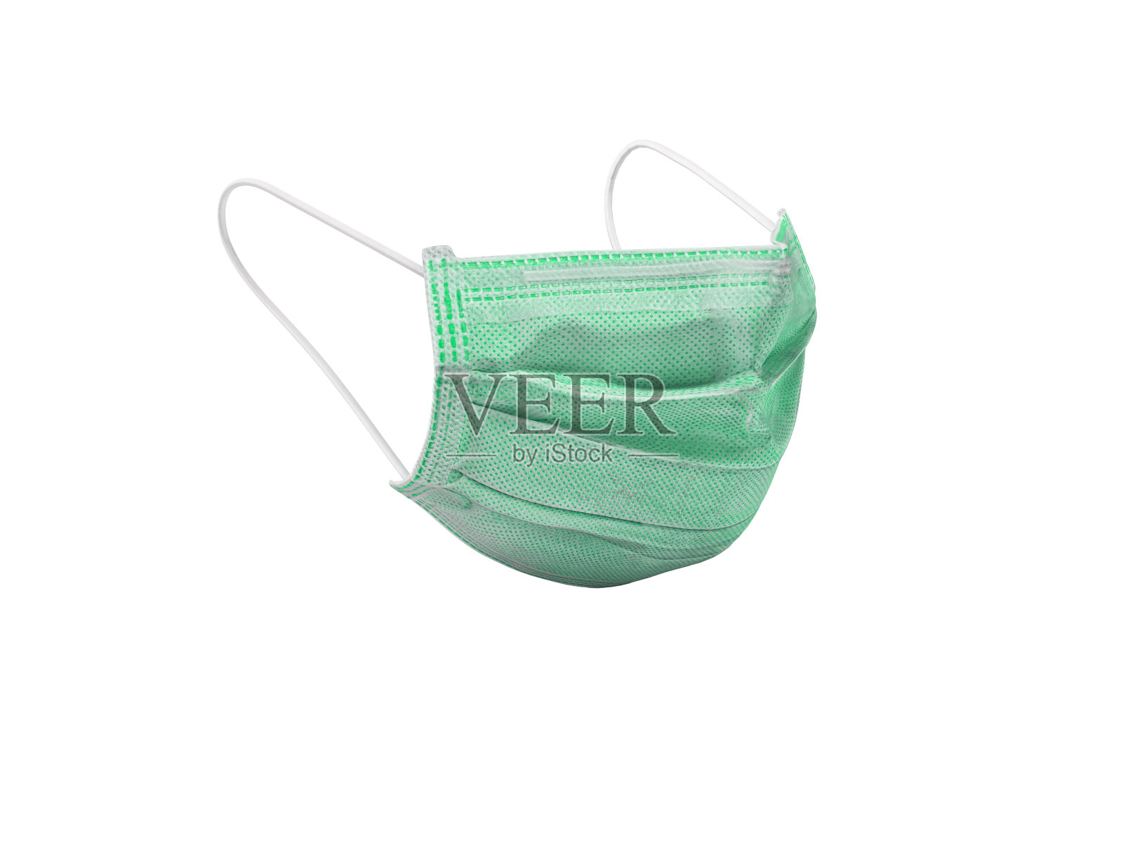 3d插图绿色医用口罩隔离在白色背景上没有阴影照片摄影图片