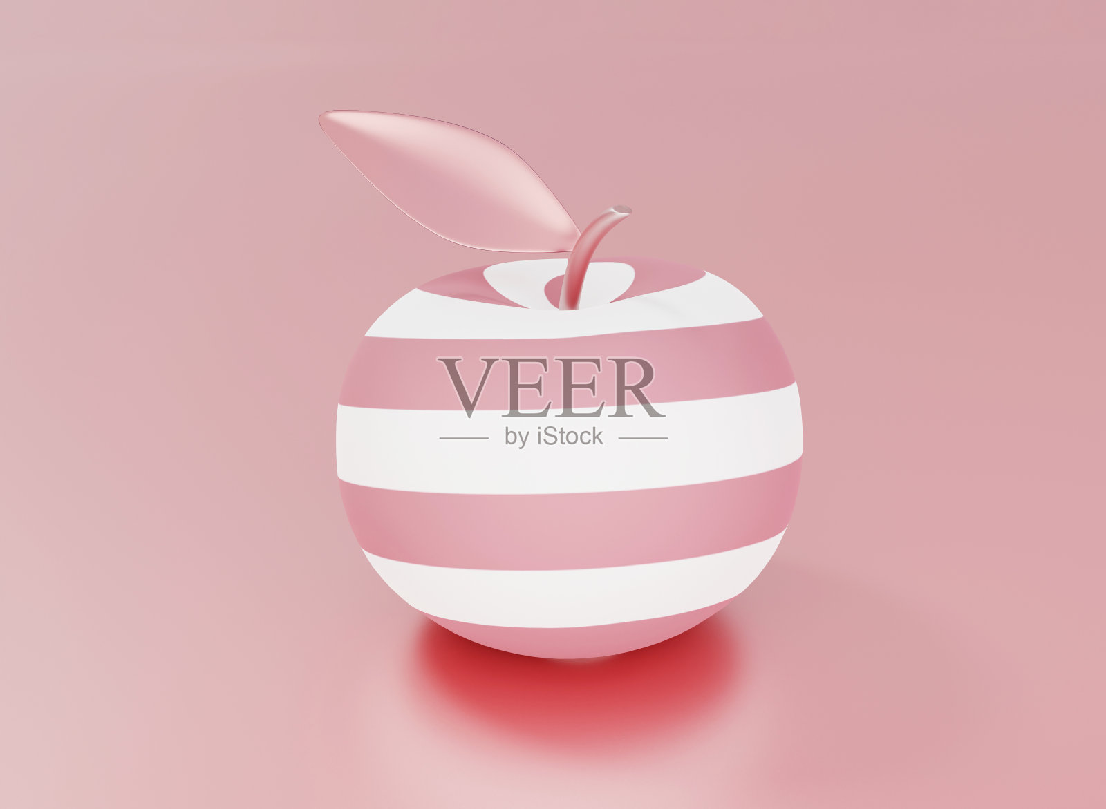美丽的粉红色条纹苹果在粉红色的背景，3d渲染照片摄影图片