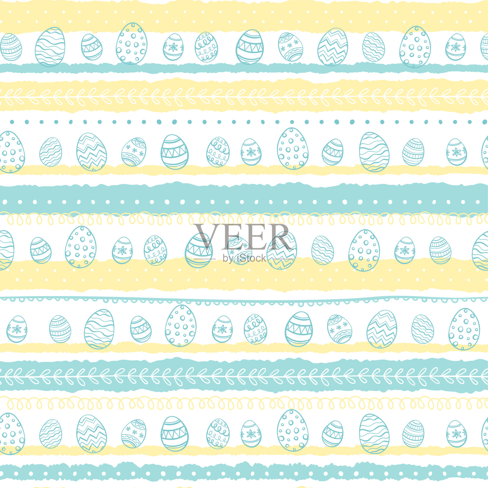可爱的手绘复活节无缝图案，可爱的装饰蛋，伟大的纺织品，横幅，包装纸，壁纸-矢量设计插画图片素材