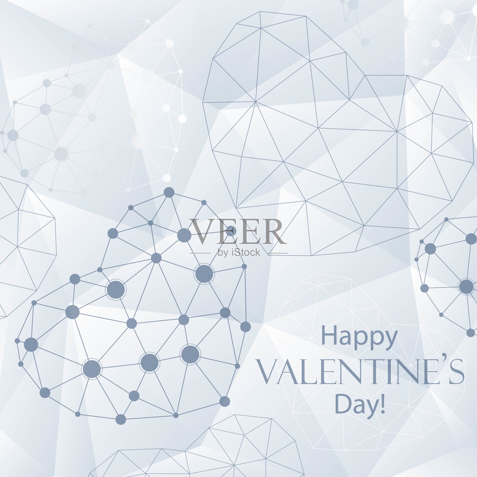 由连接点组成的彩色矢量心插画图片素材