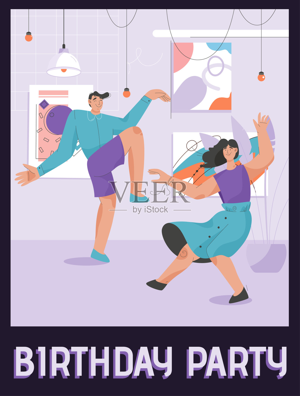 矢量海报的生日派对概念插画图片素材