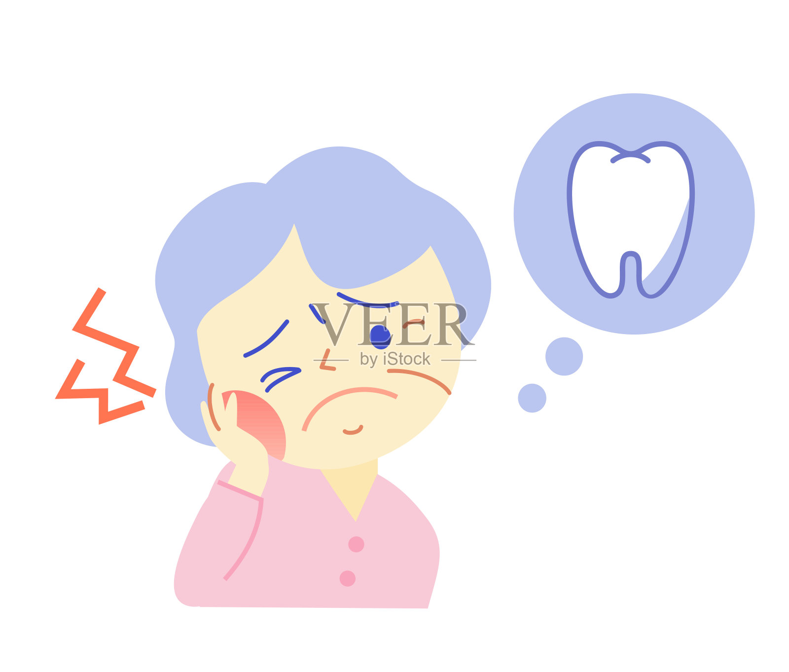 老年人和牙齿疼痛:牙科插图插画图片素材