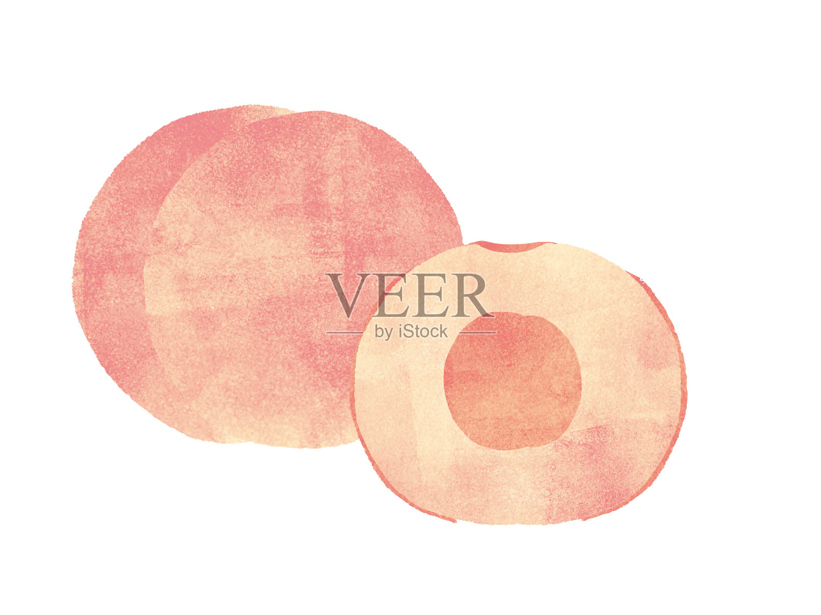 桃子。水彩画在白色的背景插画图片素材