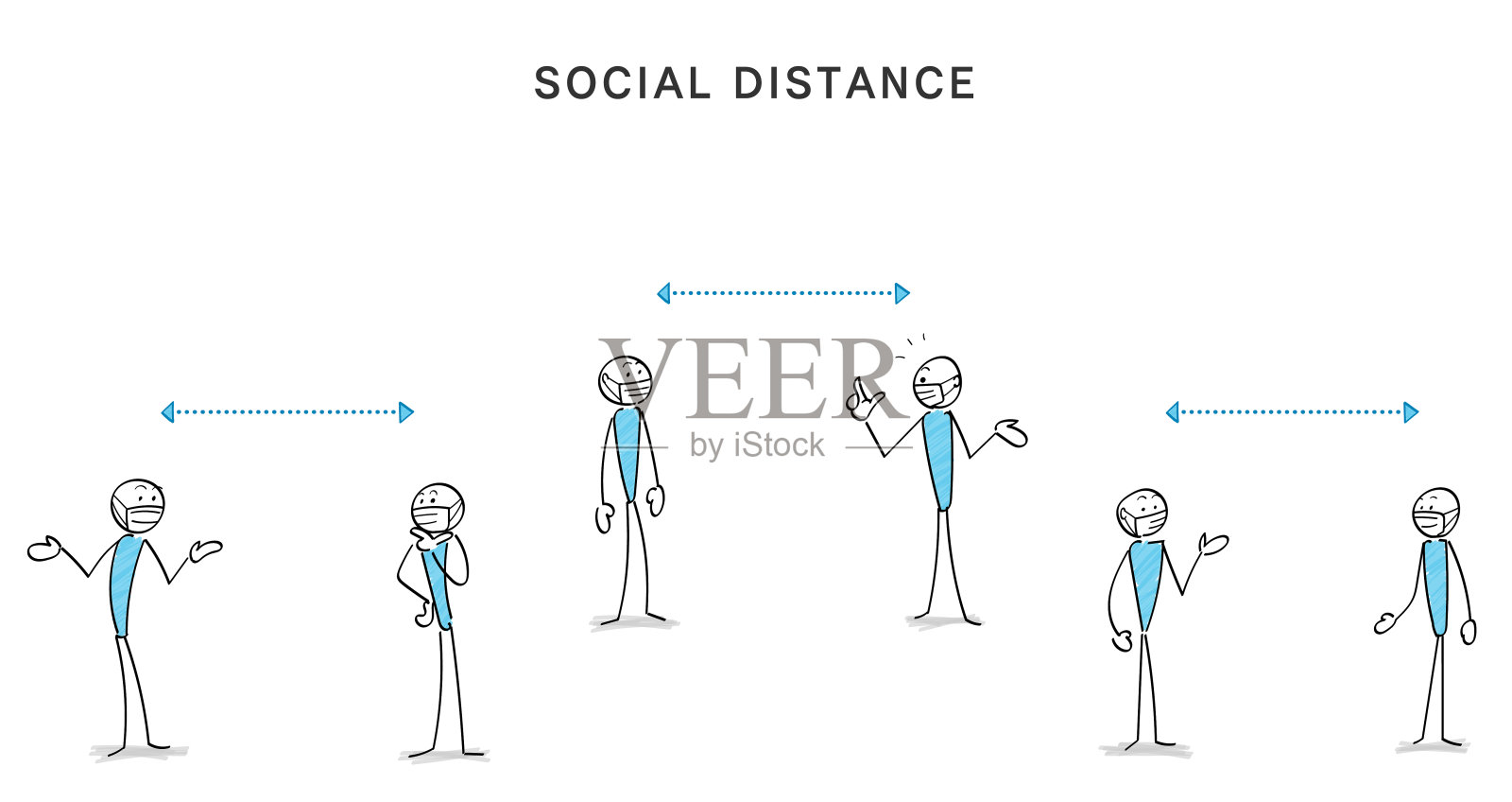 感染措施和社会距离，与人交流场景插画图片素材