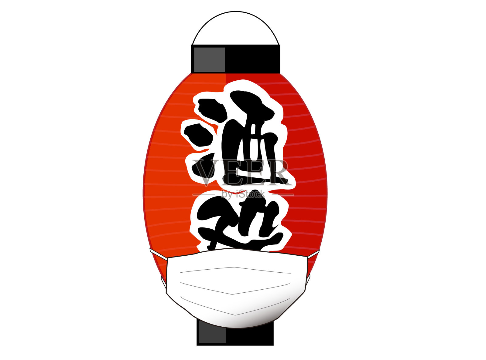 灯笼的面具插画图片素材