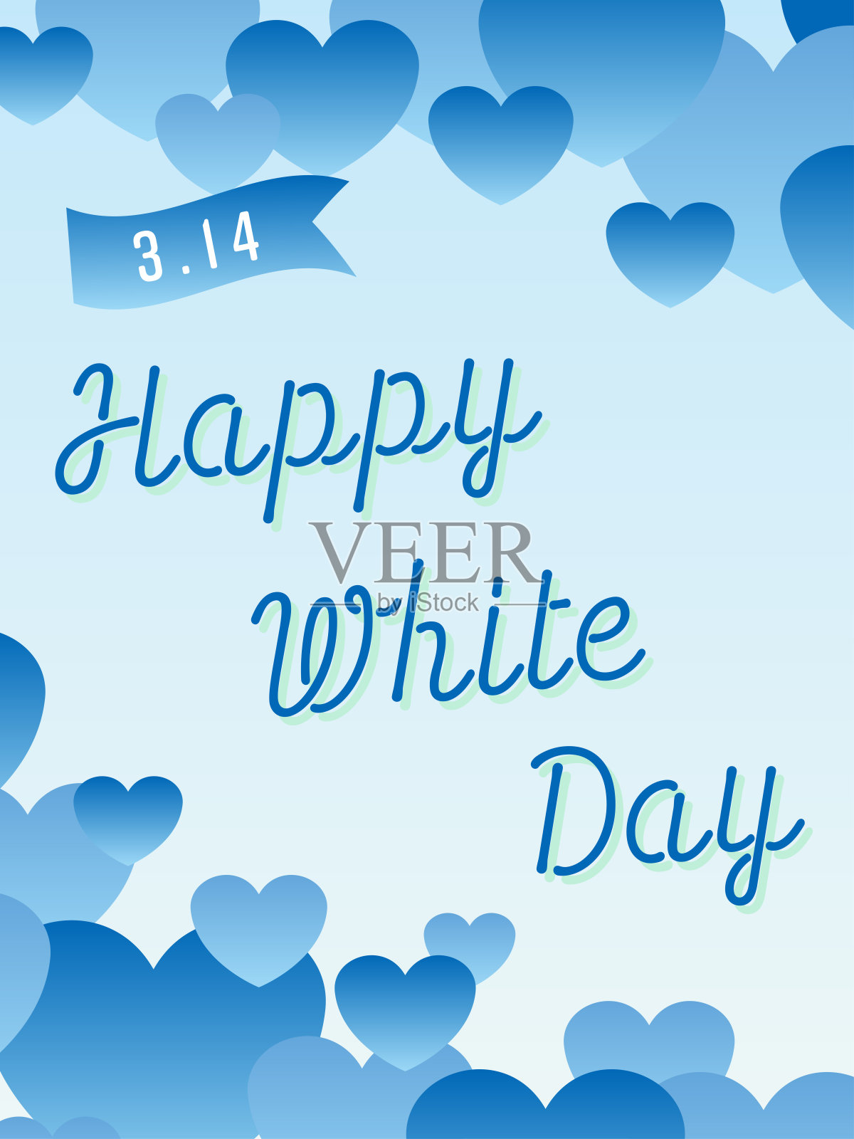 wWhite Day Heart横幅POP Vertical插画图片素材