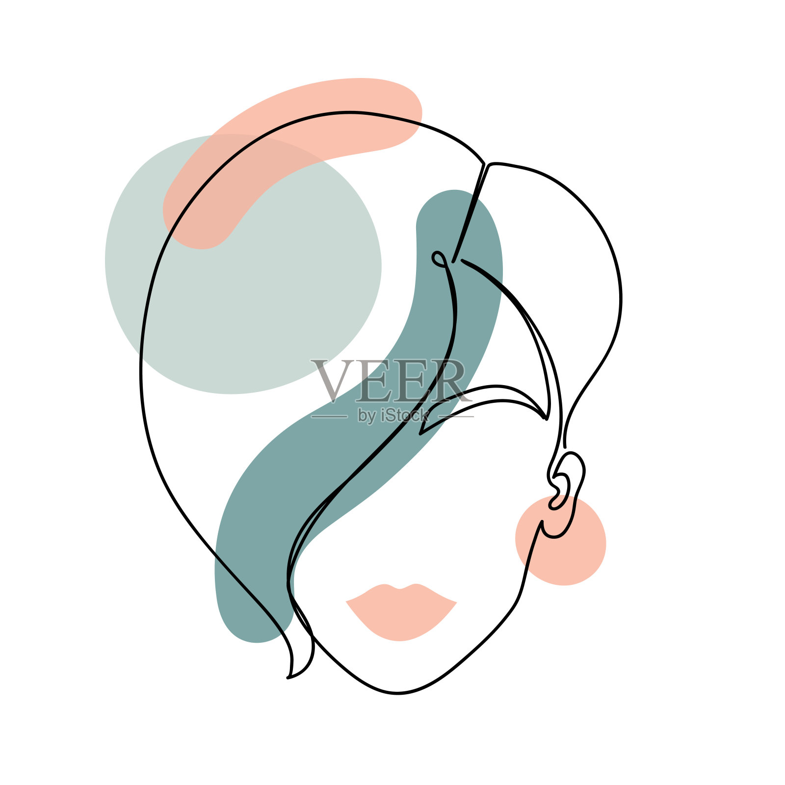 一个有着连续黑线的抽象女性形象。插画图片素材