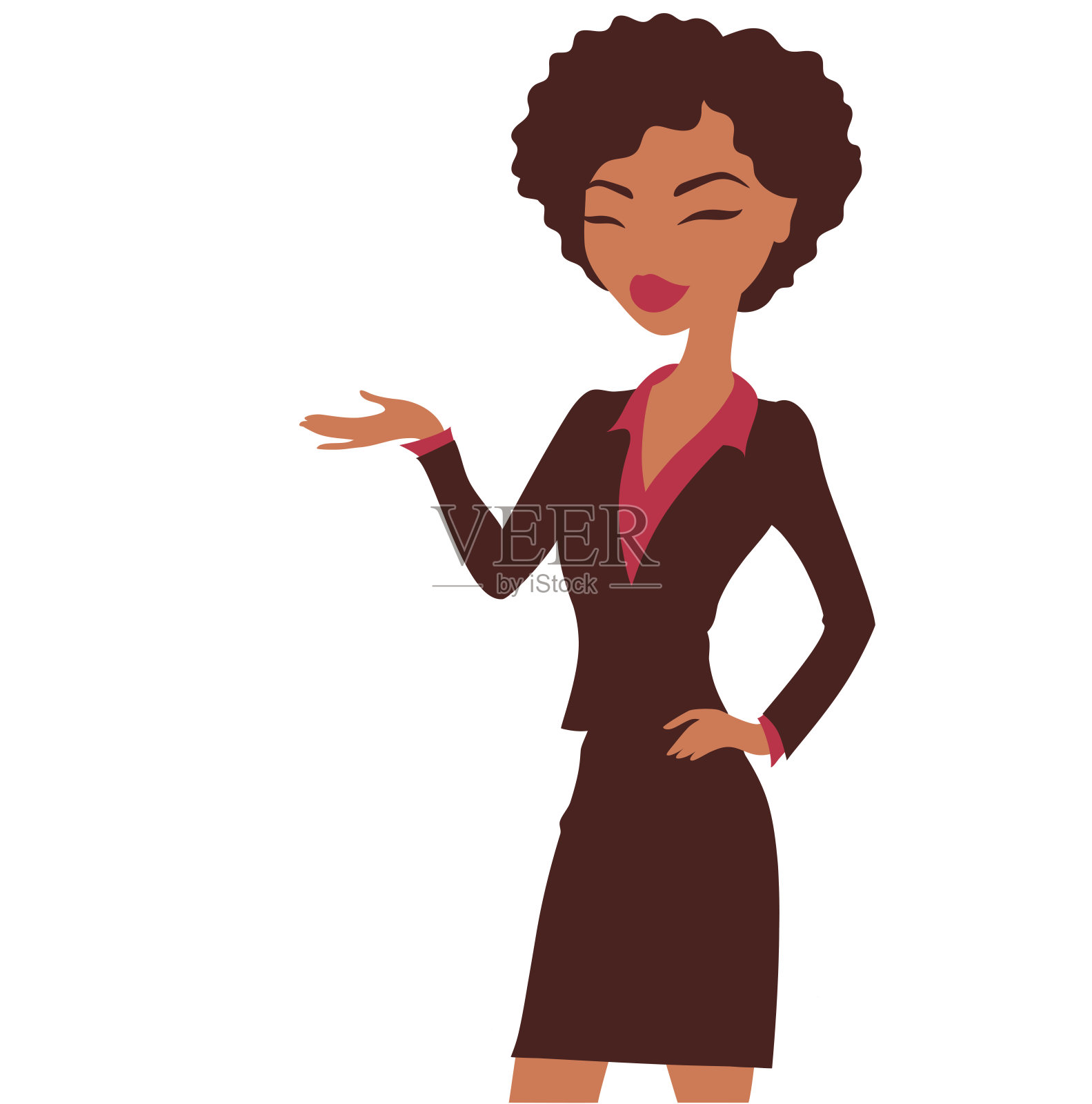 非裔美国商人，艺术风格单调。插画图片素材