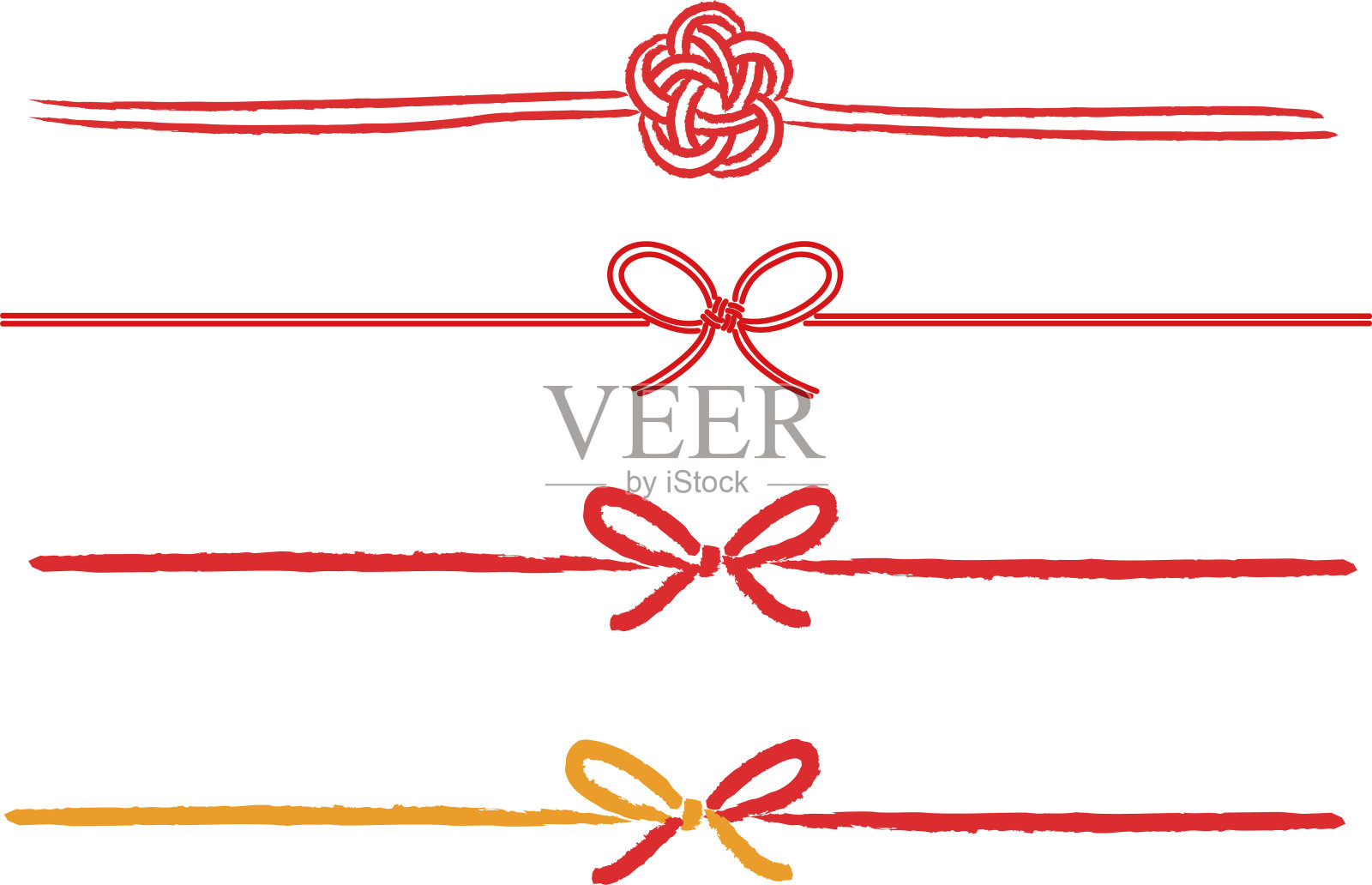 手绘日本传统彩带水穗图插画图片素材