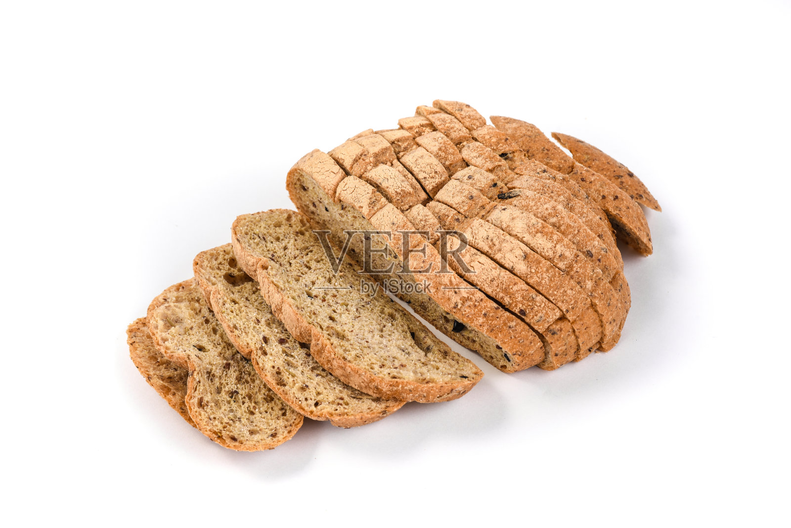 由燕麦和椰子粉做成的生酮面包，在白色的背景上照片摄影图片