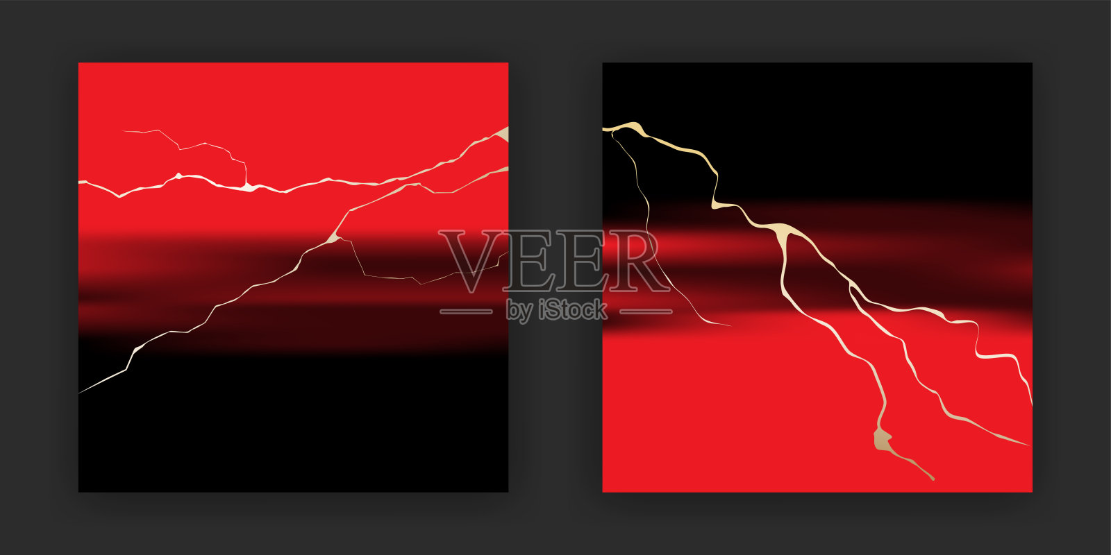 日本日落和日出的图像。金杉的金色裂纹在红黑背景上。插画图片素材