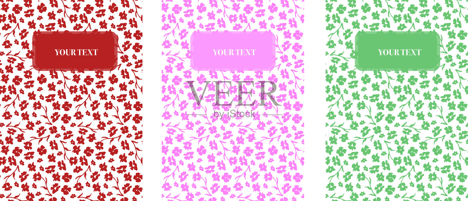 一套抽象的现代封面设计与花卉图案。设计书籍，传单，横幅，小册子，背景和笔记本。插画图片素材